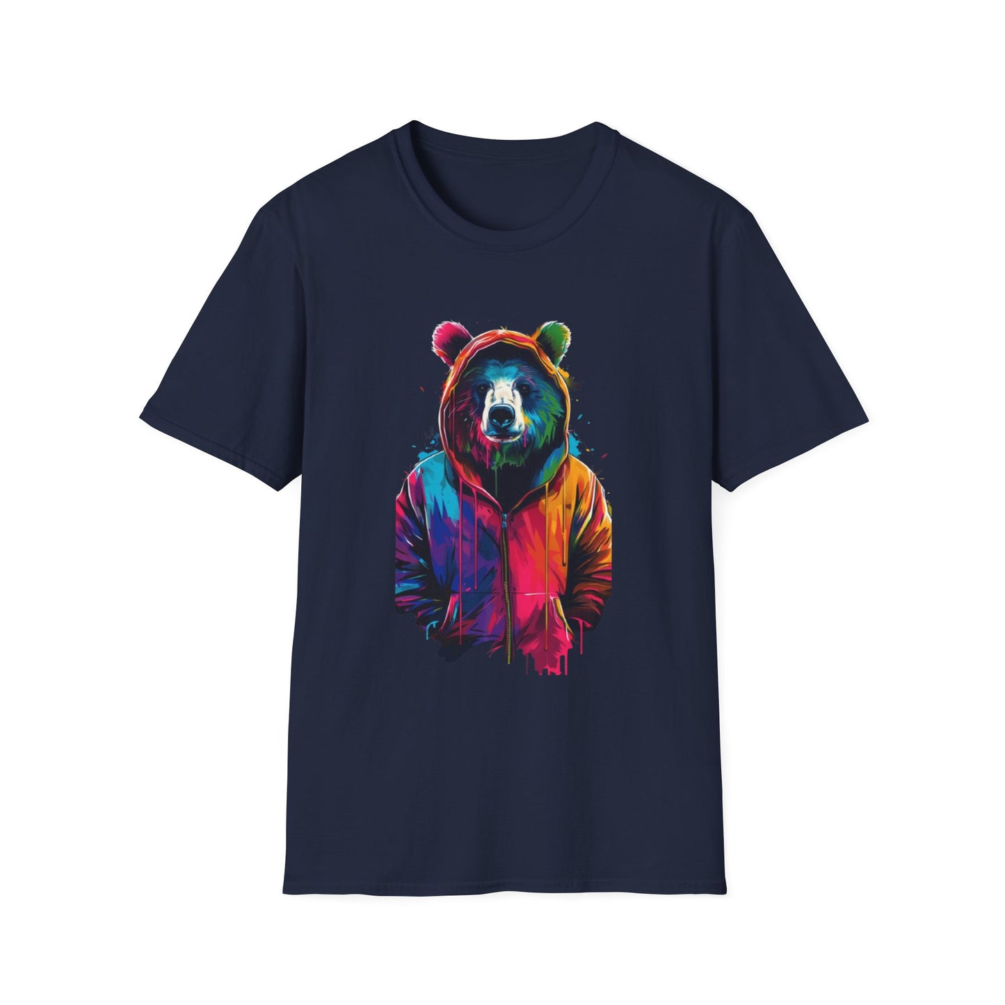 Colorful Bear Graphic T-Shirt Navy Printify T-Shirt Rhythm & Drip Apparel