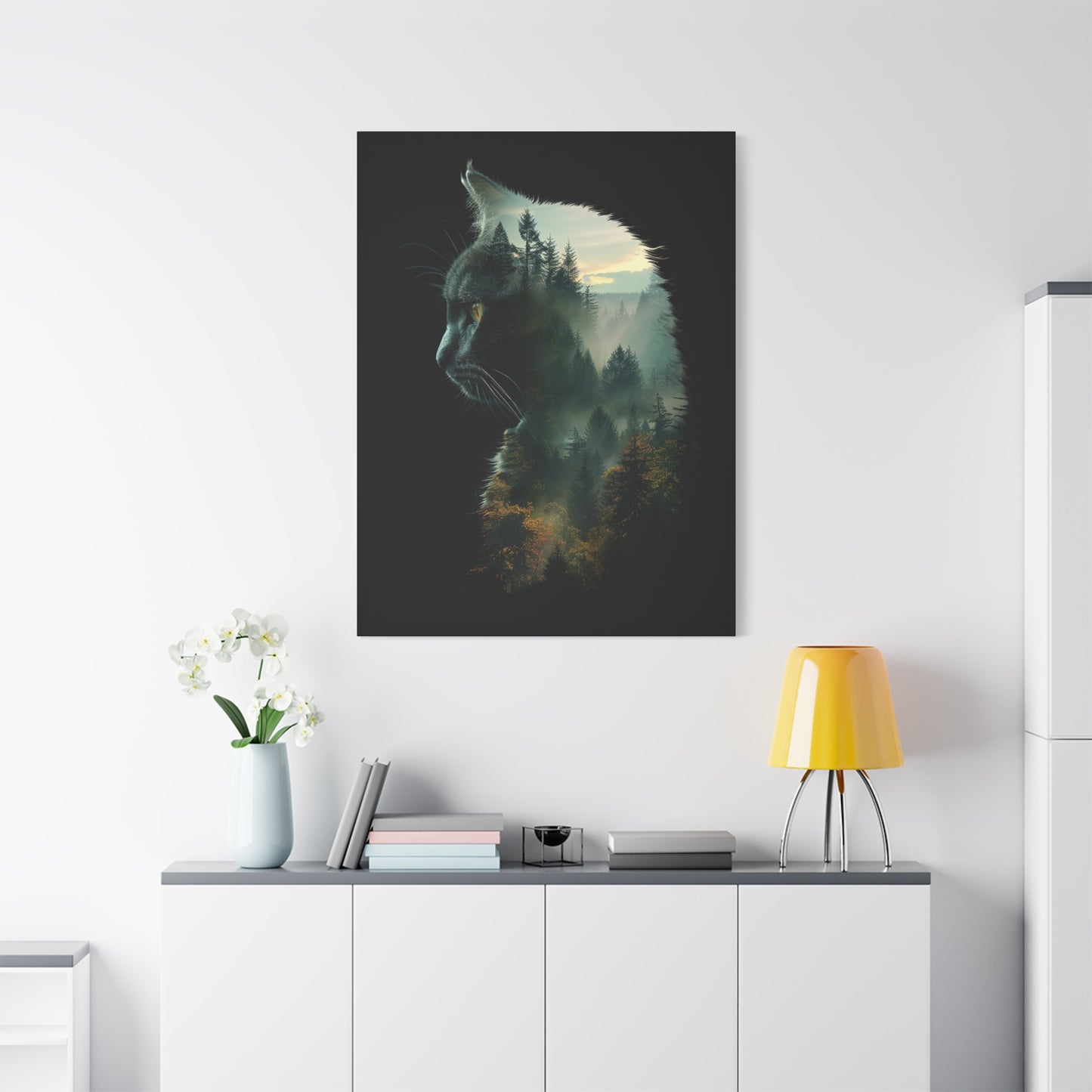 Cat- Forest Matte Canvas Wall Art | Feline Home Decor, Gift for Cat Lovers, Nature Art Print, Unique Wall Decor, Cat-Themed Gift Rhythm & Drip Canvas Rhythm & Drip Apparel
