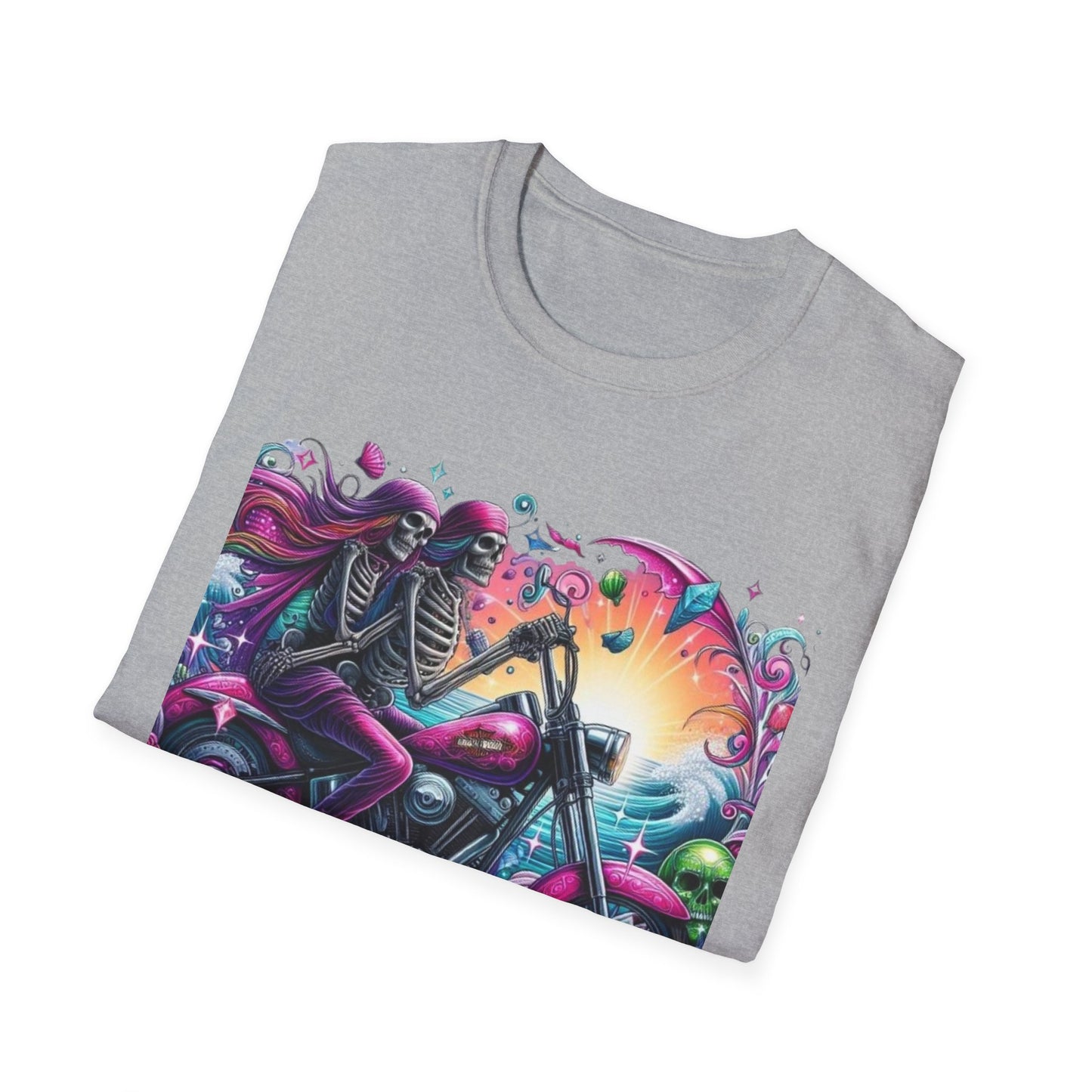 Woman & Man Skeleton Biker T-Shirt Printify T-Shirt Rhythm & Drip Apparel