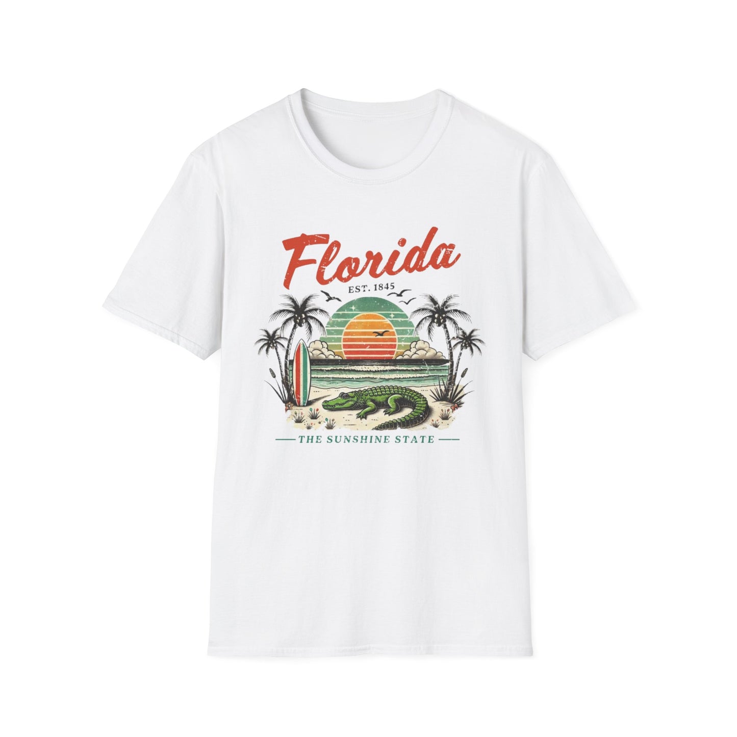 Summer- Florida Sunset T-Shirt White Printify T-Shirt Rhythm & Drip Apparel