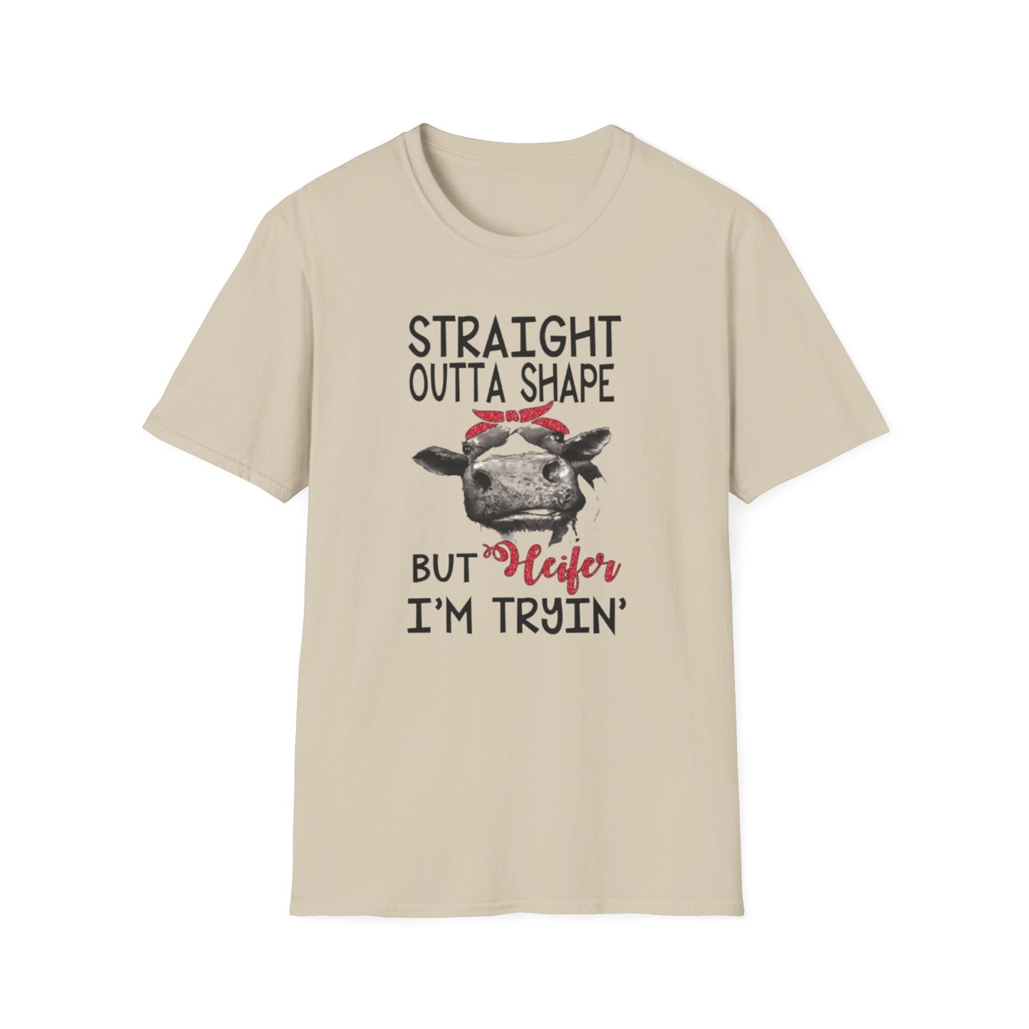 Straight Outta Shape But Im Tryin Sand Printify T-Shirt Rhythm & Drip Apparel