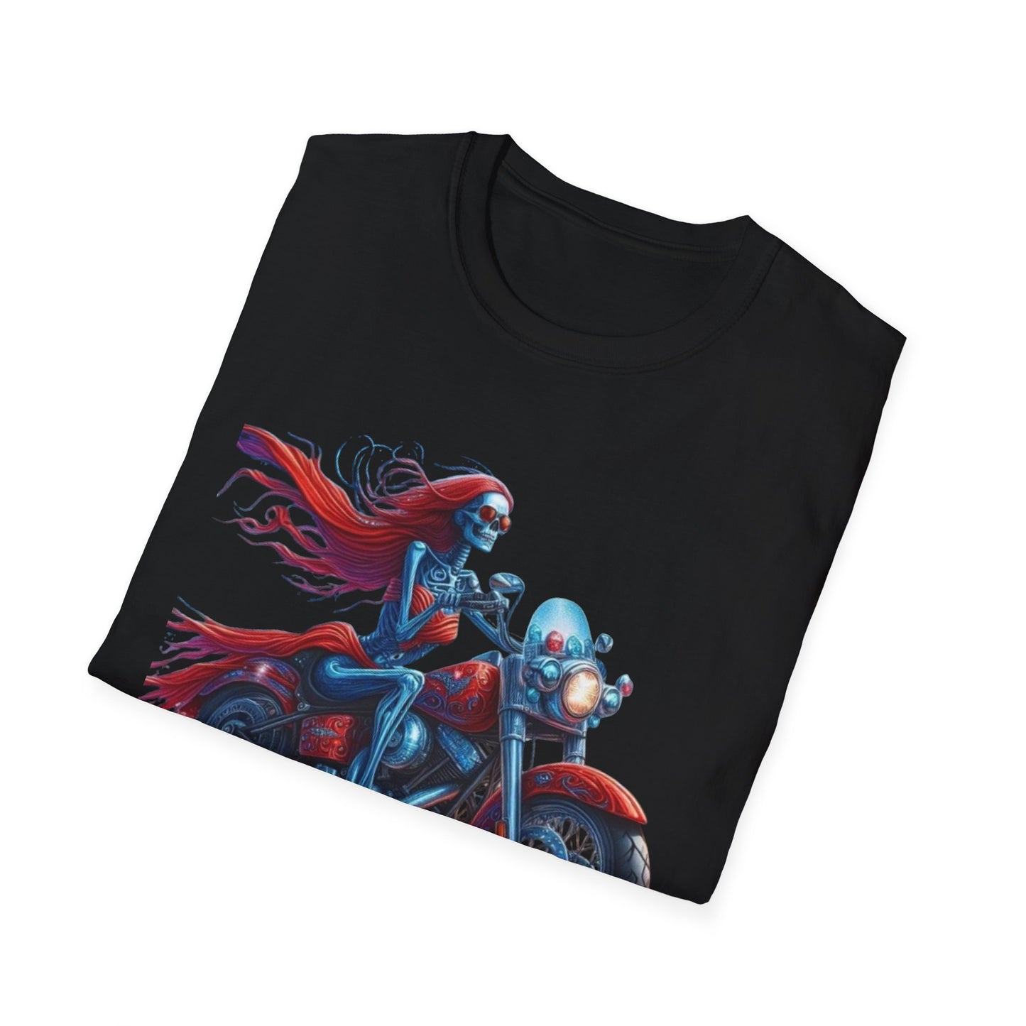 Woman Skeleton Biker T-Shirt Printify T-Shirt Rhythm & Drip Apparel