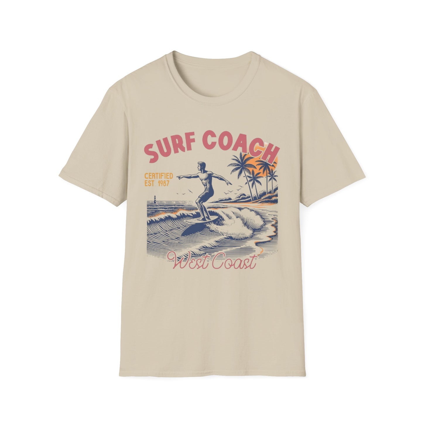 Summer- Surf Coach Vintage T-Shirt Sand Printify T-Shirt Rhythm & Drip Apparel