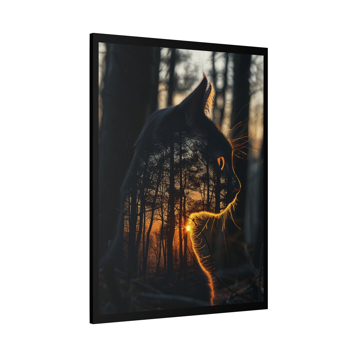 Cat- Silhouette Wall Art - Forest Sunset Canvas Decor, Animal Lover Gift, Home Decoration, Nature Inspired Art, Cat Aesthetic Rhythm & Drip Canvas Rhythm & Drip Apparel