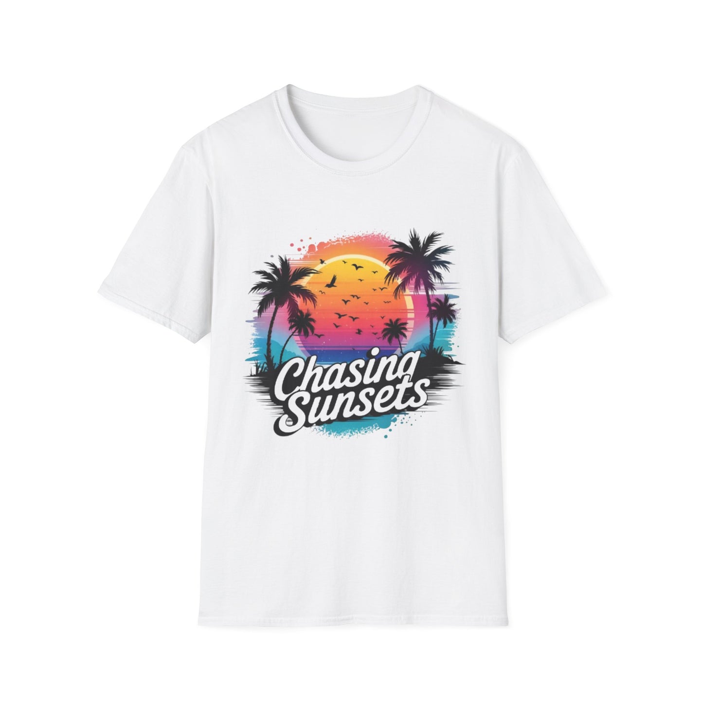 Summer- Chasing Sunsets T-Shirt White Printify T-Shirt Rhythm & Drip Apparel