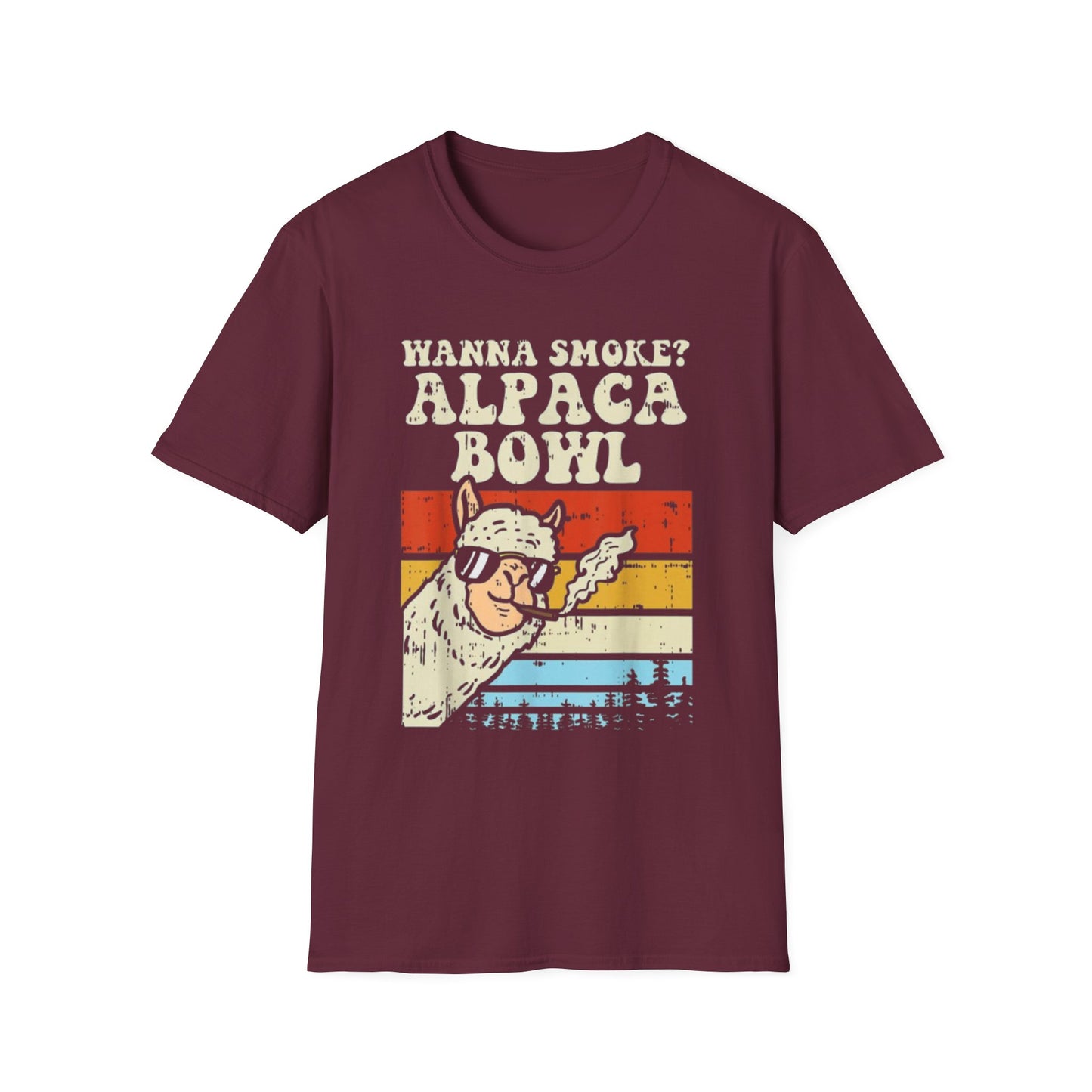 Alpaca Bowl T-Shirt Maroon Printify T-Shirt Rhythm & Drip Apparel