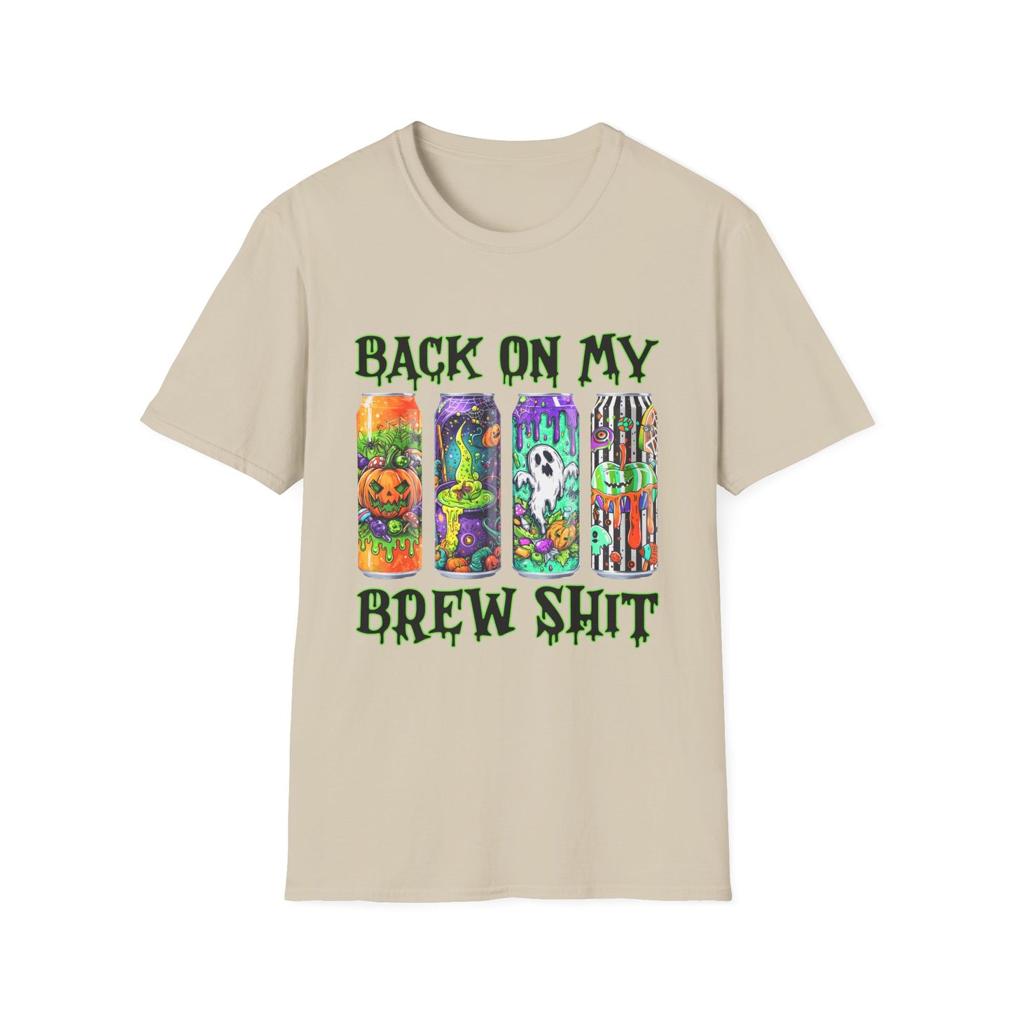 Back On My Brew Sh*t Tee, Unisex T-Shirt, Casual Wear, Spooky Season, Gift for Friends Sand Printify T-Shirt Rhythm & Drip Apparel