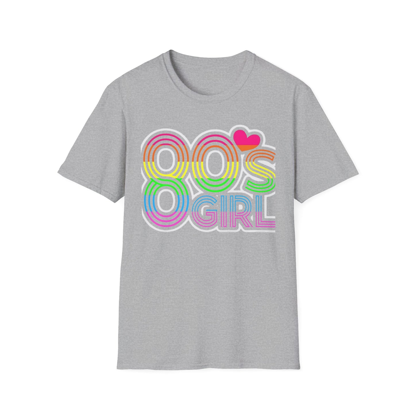 80s Retro 80's Girl Rainbow T-Shirt Sport Grey Printify T-Shirt Rhythm & Drip Apparel