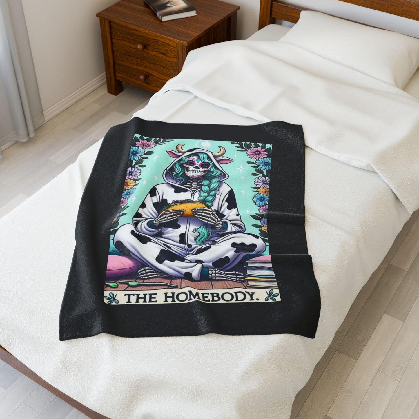 Tarot- Homebody Velveteen Plush Blanket, Soft Throw for Home Decor, Gift for Cow Lovers, Perfect for Cozy Nights, Unique Wall Art Printify All Over Prints Rhythm & Drip Apparel