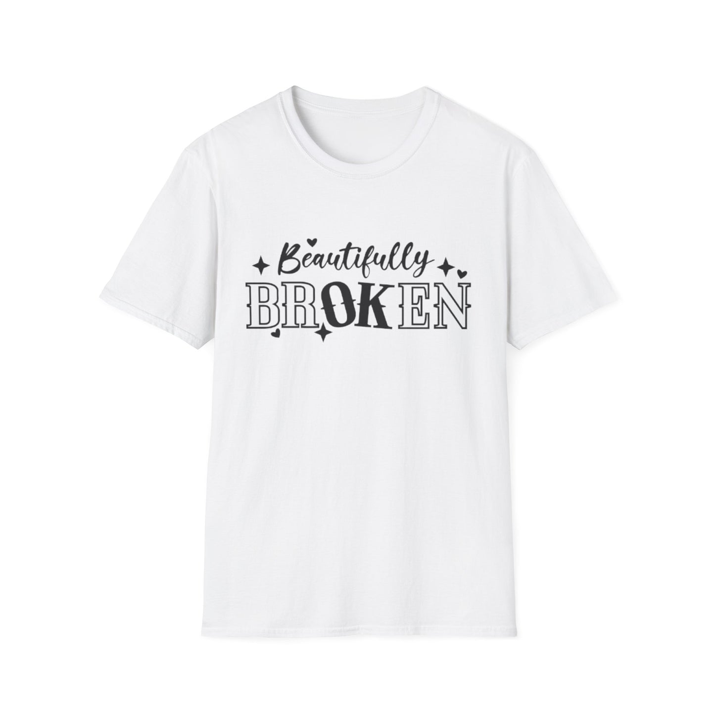 Beautifully Broken T-Shirt White Printify T-Shirt Rhythm & Drip Apparel