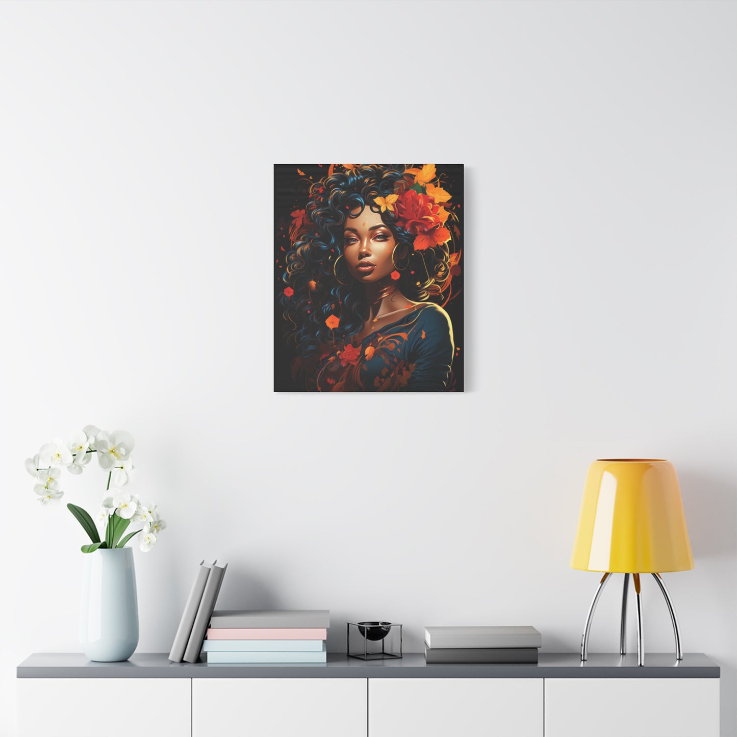 Woman- Bold Afro Woman Canvas Art, Black Art Print, Floral Wall Decor, Modern Home Decor, African American Artwork Rhythm & Drip Canvas Rhythm & Drip Apparel