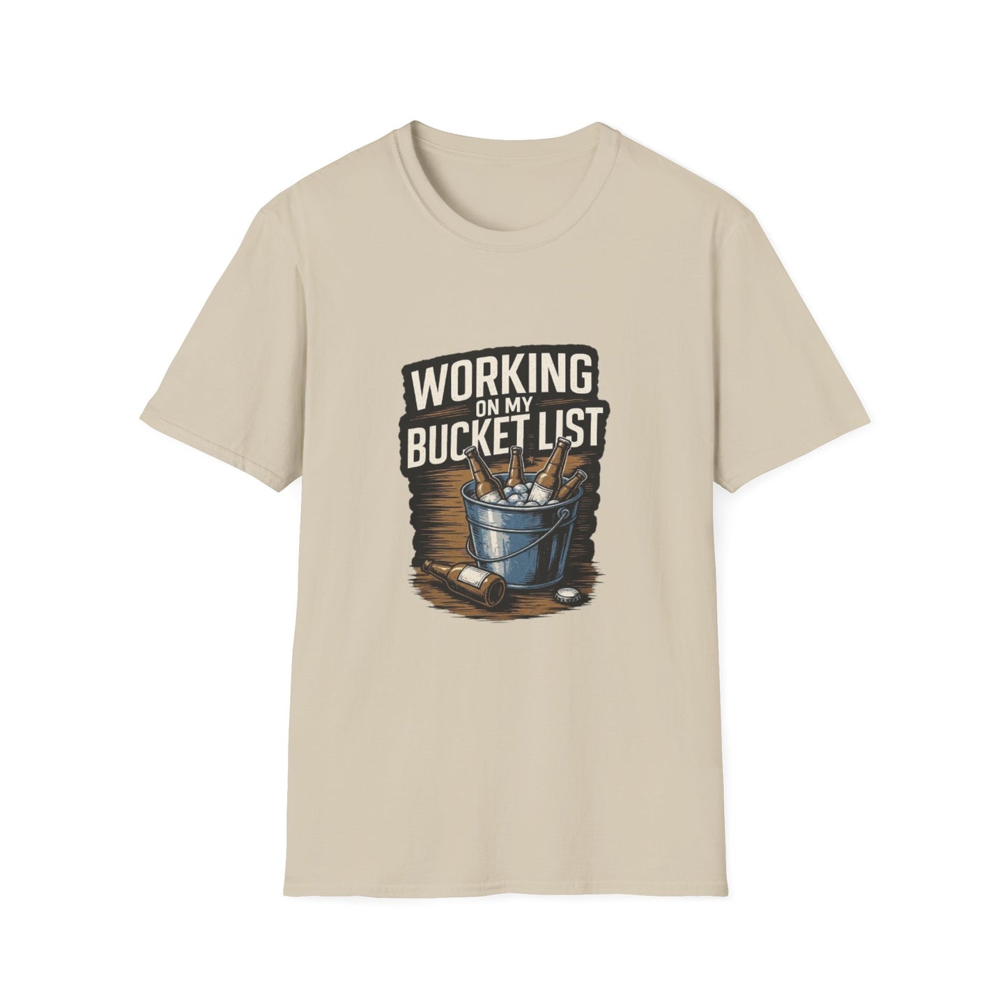 Working on My Bucket List T-Shirt Sand Printify T-Shirt Rhythm & Drip Apparel
