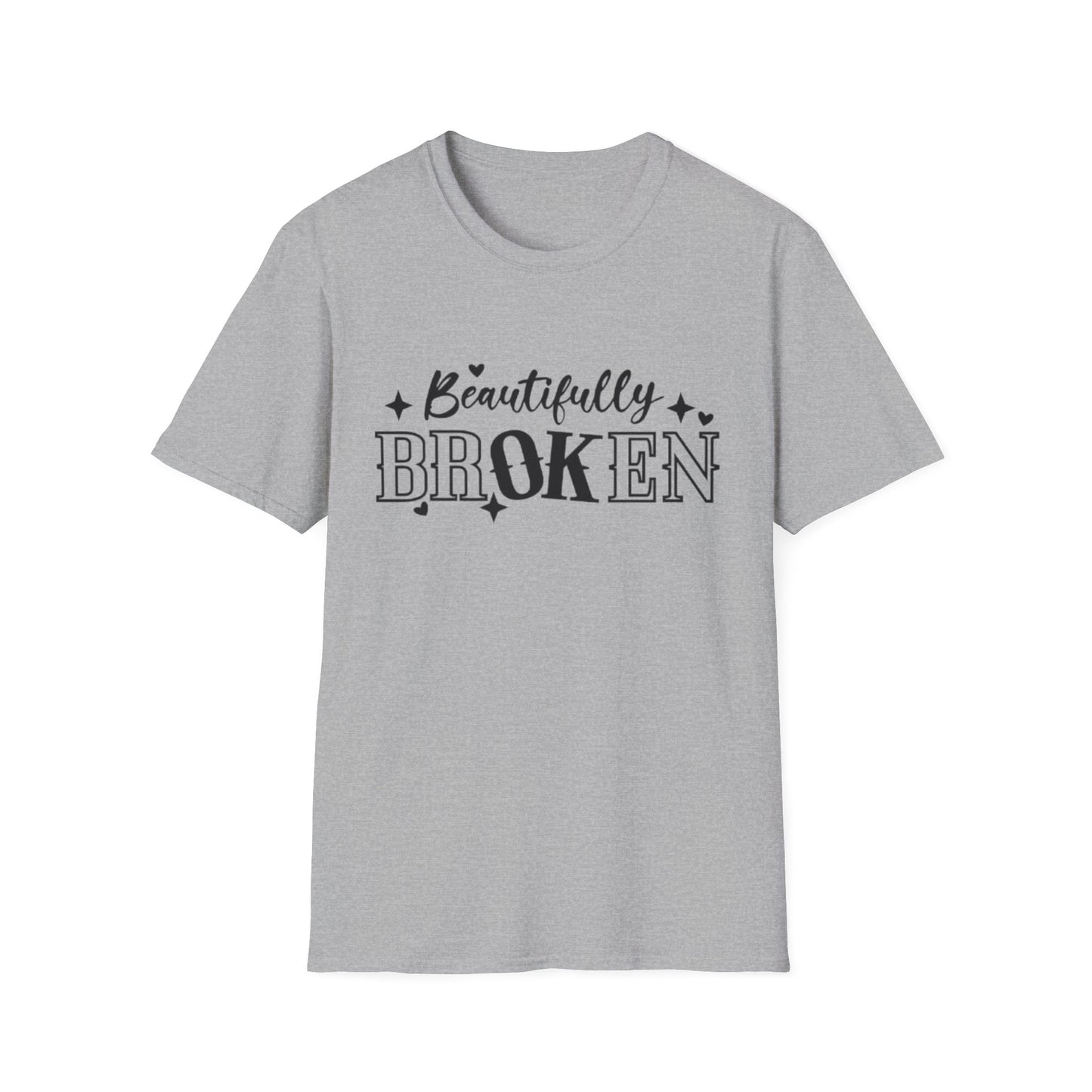 Beautifully Broken T-Shirt Sport Grey Printify T-Shirt Rhythm & Drip Apparel