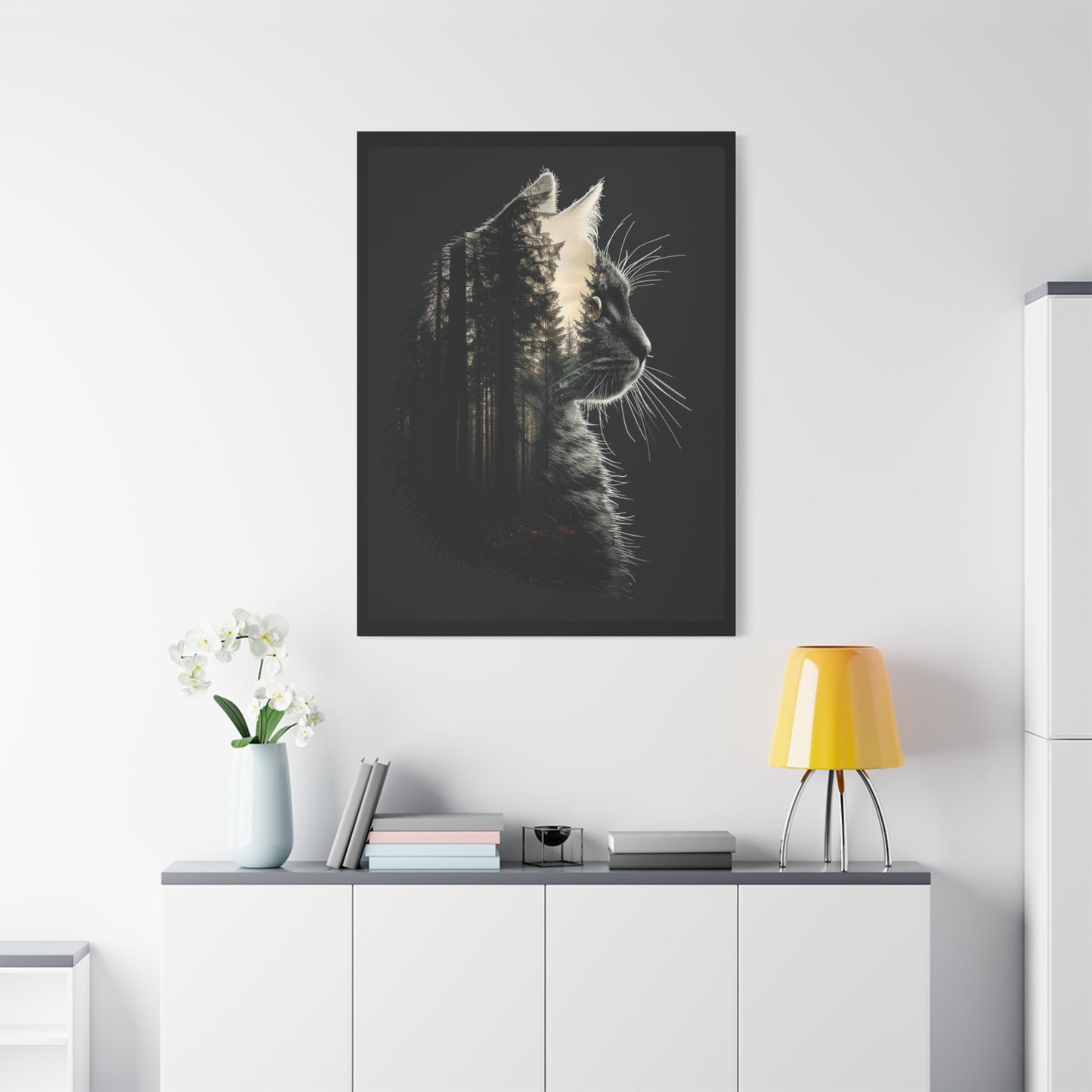 Cat- Black Cat Forest Canvas Art, Cat Lover Decor, Unique Wall Artwork, Modern Home Decoration, Gift for Animal Lovers, Nature-Inspired Art Rhythm & Drip Canvas Rhythm & Drip Apparel