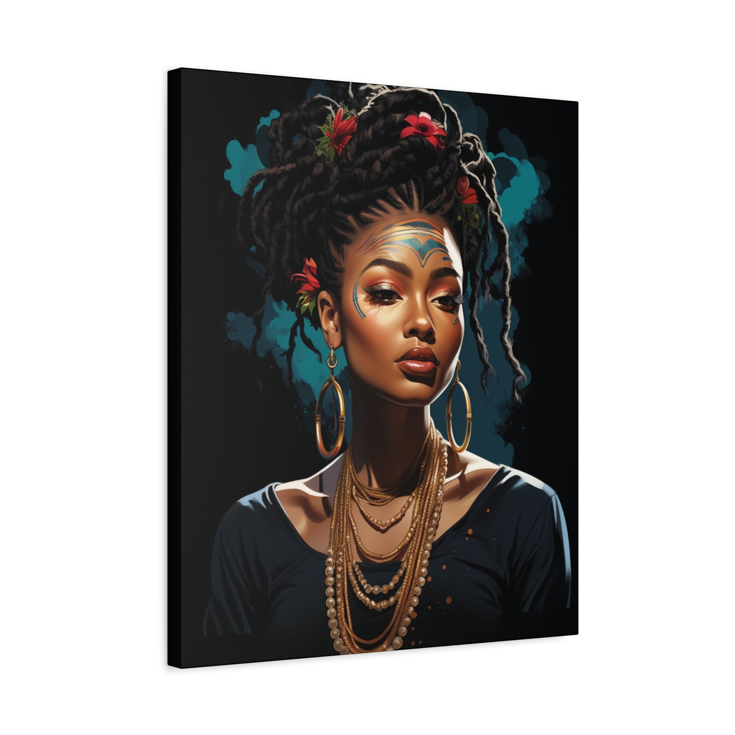 Woman- Bold Afro Woman Canvas Art, Black Art Print, Floral Wall Decor, Modern Home Decor, African American Artwork Rhythm & Drip Canvas Rhythm & Drip Apparel