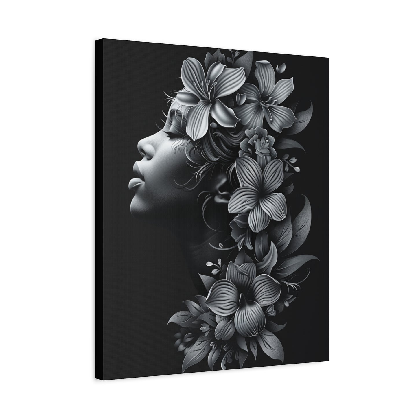 Woman- Bold Afro Woman Canvas Art, Black Art Print, Floral Wall Decor, Modern Home Decor, African American Artwork Printify Canvas Rhythm & Drip Apparel