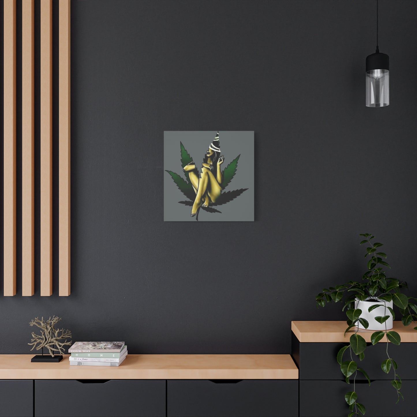 420- Artistic Cannabis Wall Canvas, Stretched Wall Art, Home Decor, Unique Gift, Bohemian Vibe, Chill Atmosphere Rhythm & Drip Canvas Rhythm & Drip Apparel