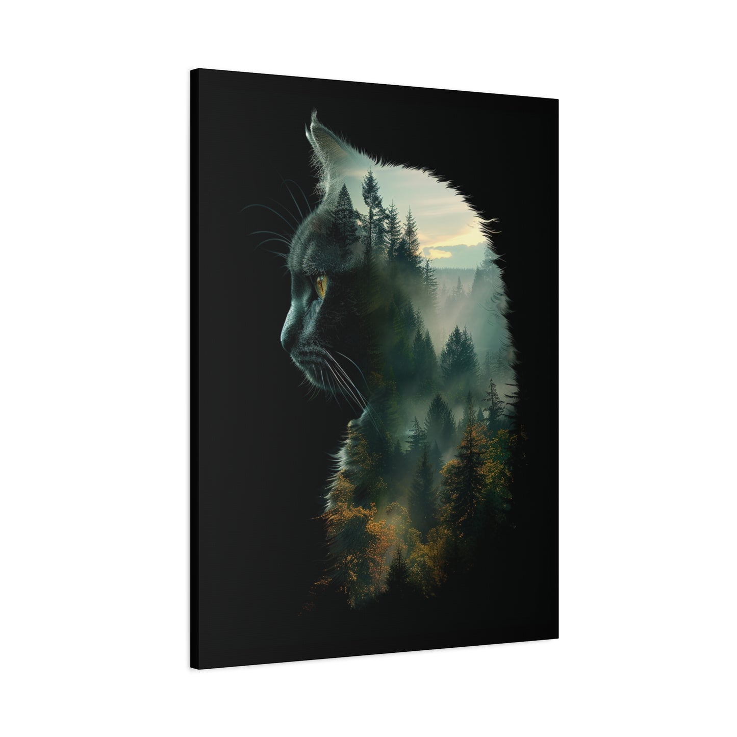 Cat- Forest Matte Canvas Wall Art | Feline Home Decor, Gift for Cat Lovers, Nature Art Print, Unique Wall Decor, Cat-Themed Gift Rhythm & Drip Canvas Rhythm & Drip Apparel