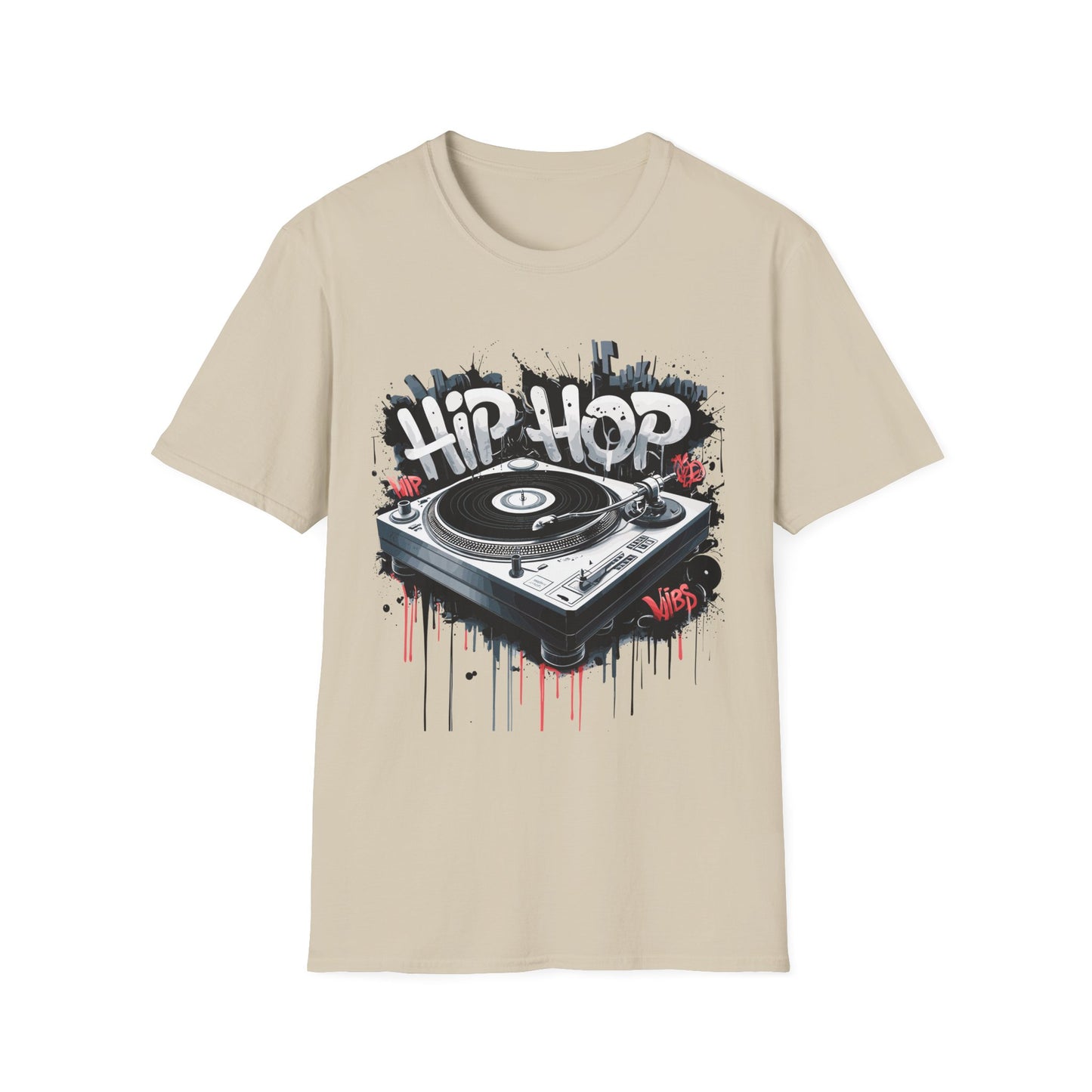 Hip Hop Turntable T-Shirt Sand Printify T-Shirt Rhythm & Drip Apparel