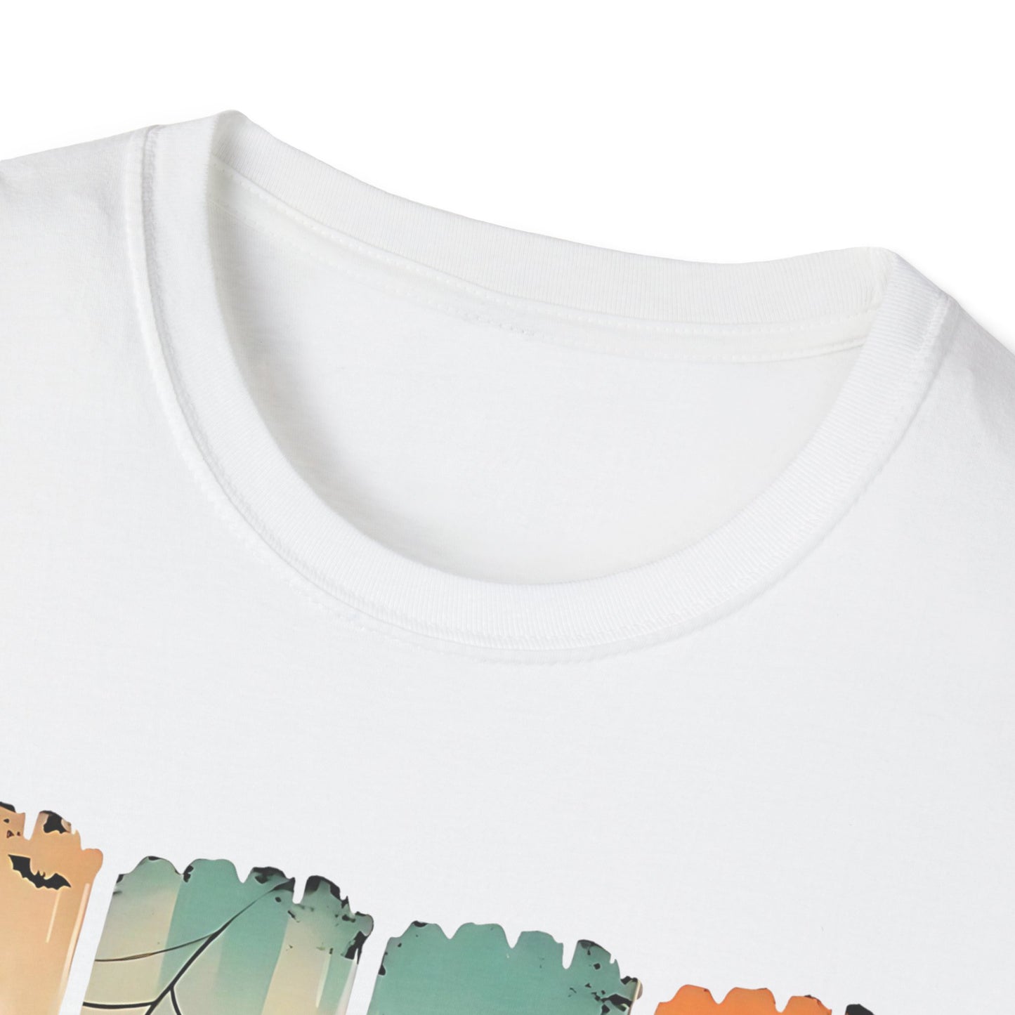 Cute Halloween Cat T-Shirt, Spooky Season Tee, Unisex Softstyle Shirt, Fall Fashion, Trick or Treat Outfit, Cat Lover Gift Printify T-Shirt Rhythm & Drip Apparel