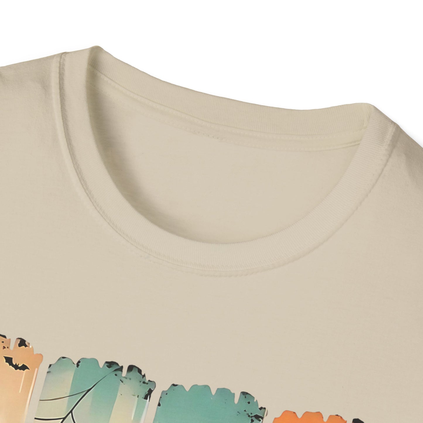 Cute Halloween Cat T-Shirt, Spooky Season Tee, Unisex Softstyle Shirt, Fall Fashion, Trick or Treat Outfit, Cat Lover Gift Printify T-Shirt Rhythm & Drip Apparel