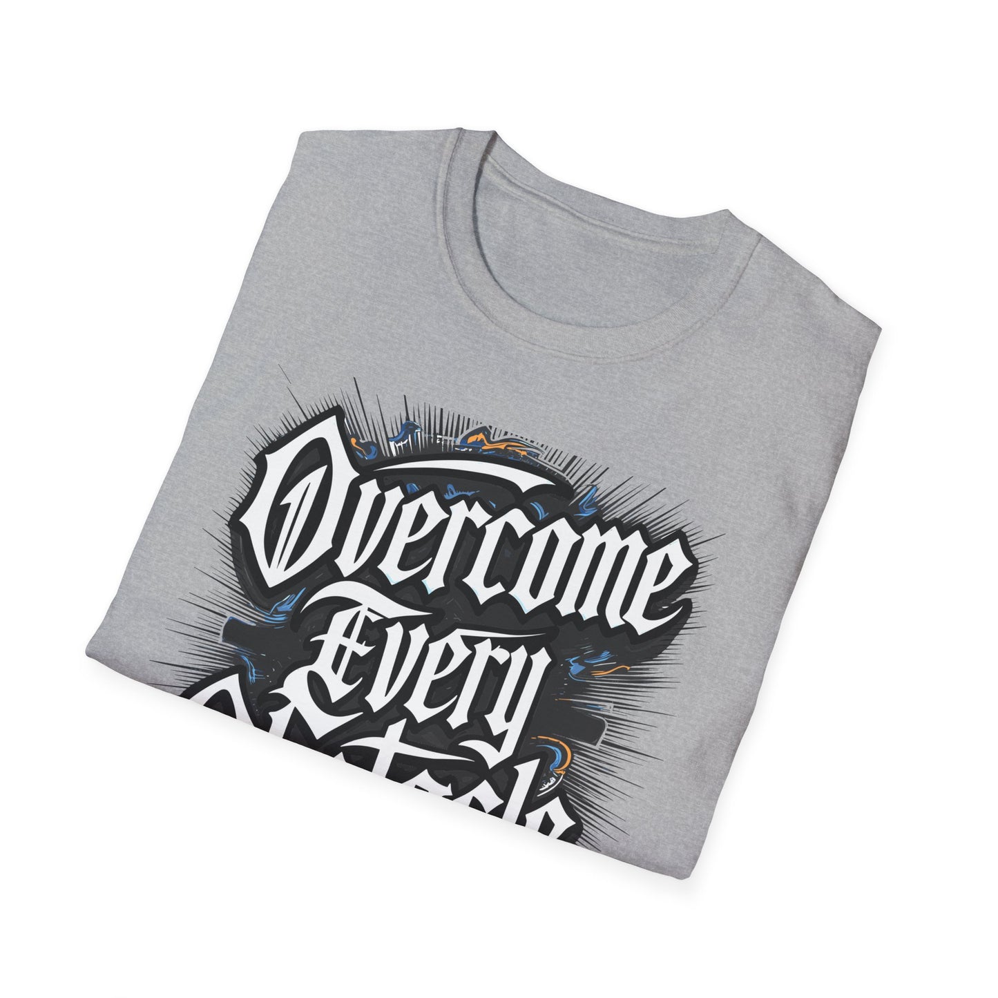 Inspirational Unisex Softstyle T-Shirt – "Overcome Every Obstacle"