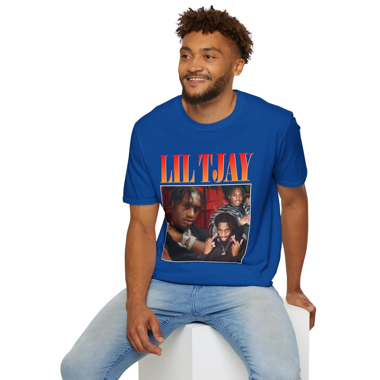 Lil Tjay Unisex Softstyle T-Shirt - Retro Graphic Tee for Music Fans - Rhythm & Drip