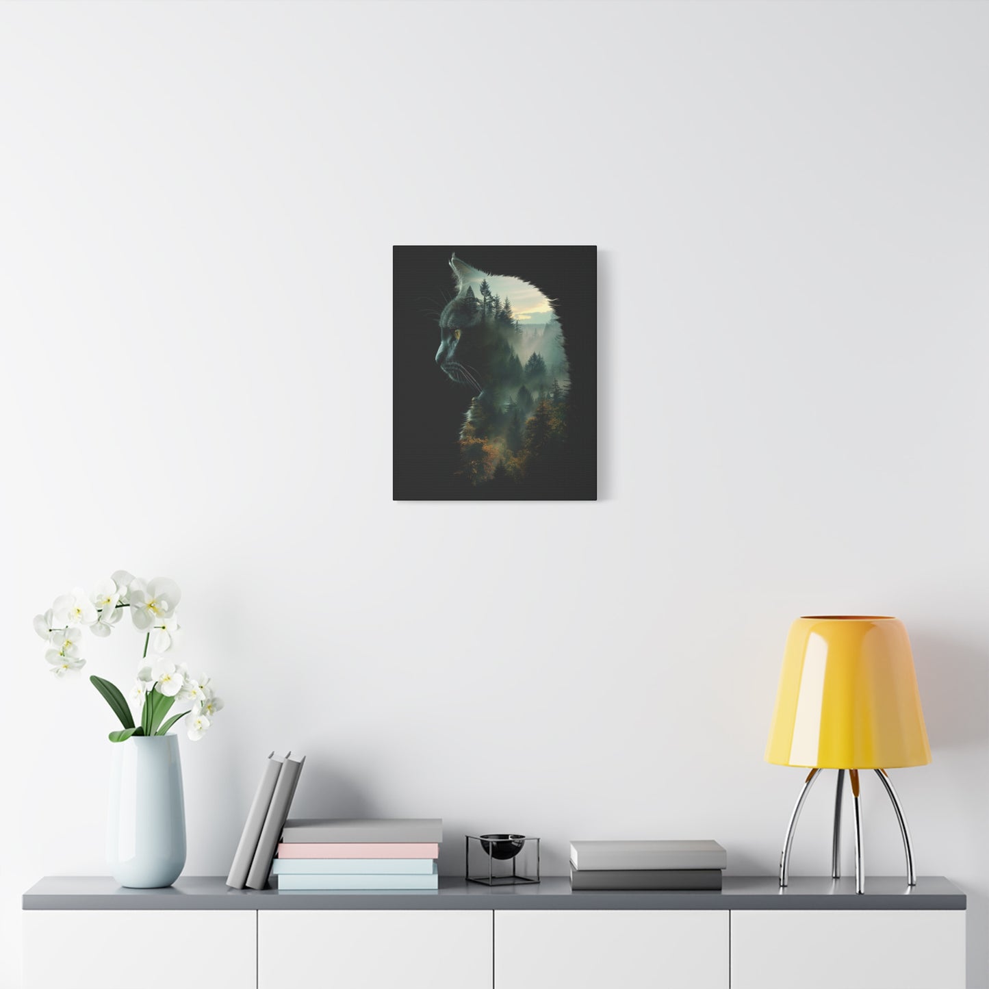 Cat- Forest Matte Canvas Wall Art | Feline Home Decor, Gift for Cat Lovers, Nature Art Print, Unique Wall Decor, Cat-Themed Gift Rhythm & Drip Canvas Rhythm & Drip Apparel