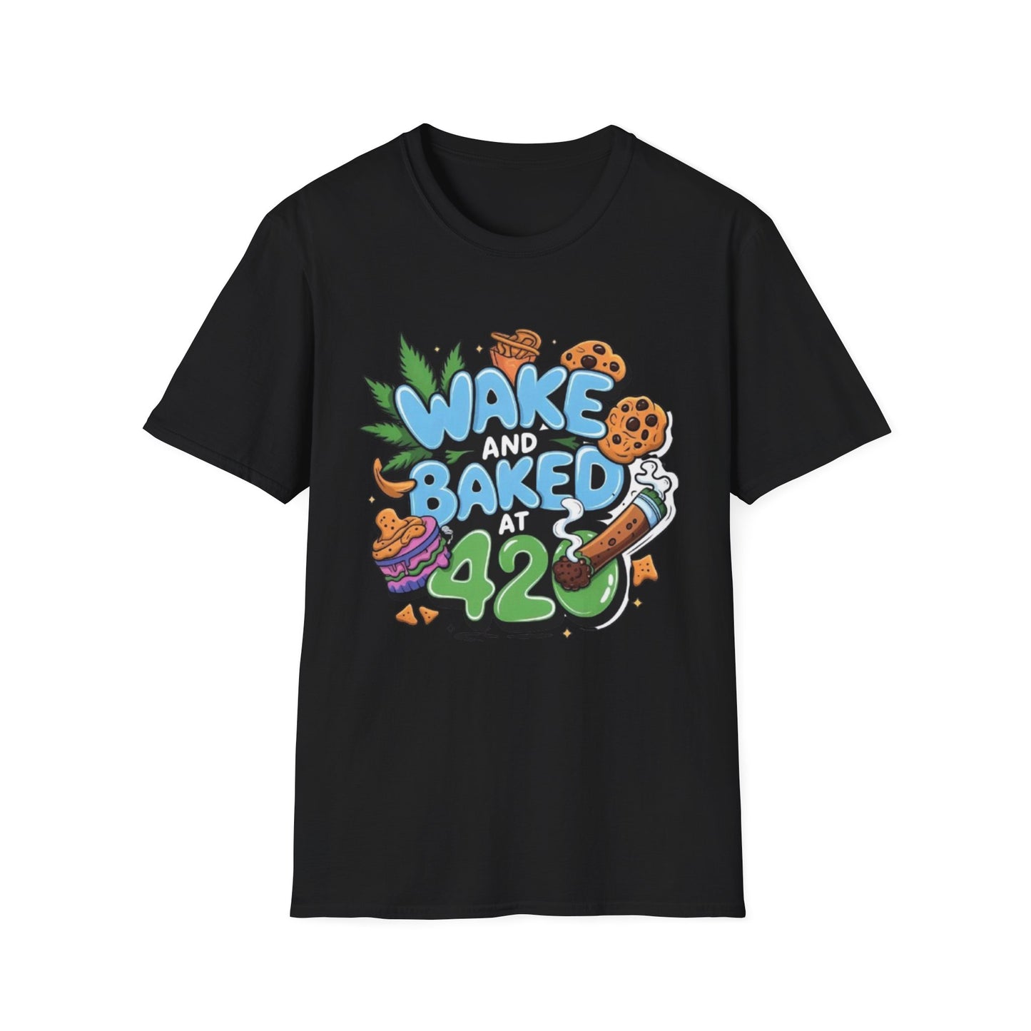 Wake and Baked at 420 Black Printify T-Shirt Rhythm & Drip Apparel