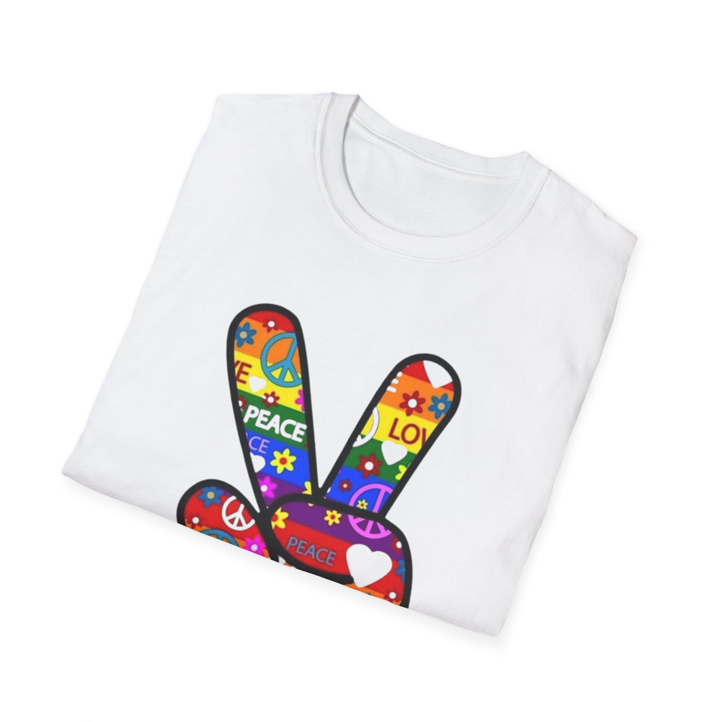 Colorful Peace and Love T-Shirt Printify T-Shirt Rhythm & Drip Apparel
