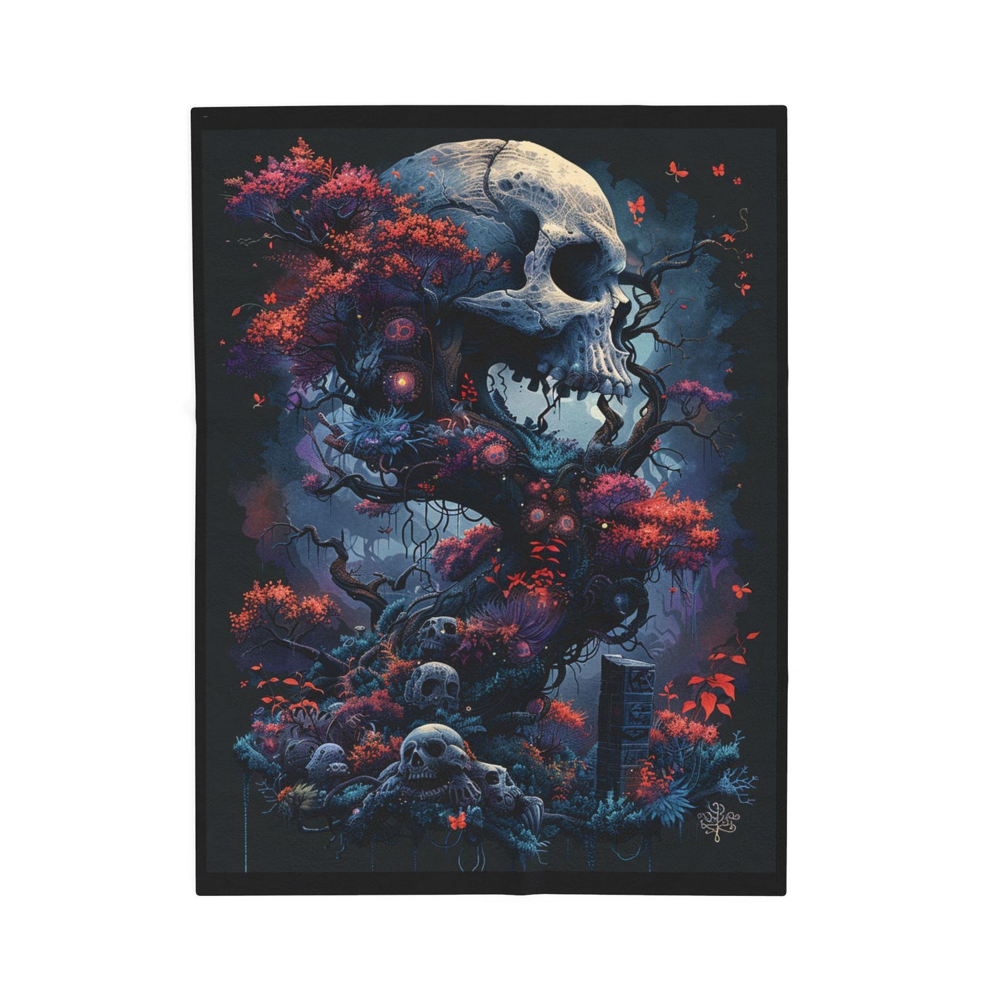 Skull- Gothic Skull Velveteen Plush Blanket, Cozy Throw Blanket, Halloween Decor, Soft Fleece Blanket, Unique Gift for Home, Comfort Blanket 30" × 40" Rhythm & Drip All Over Prints Rhythm & Drip Apparel