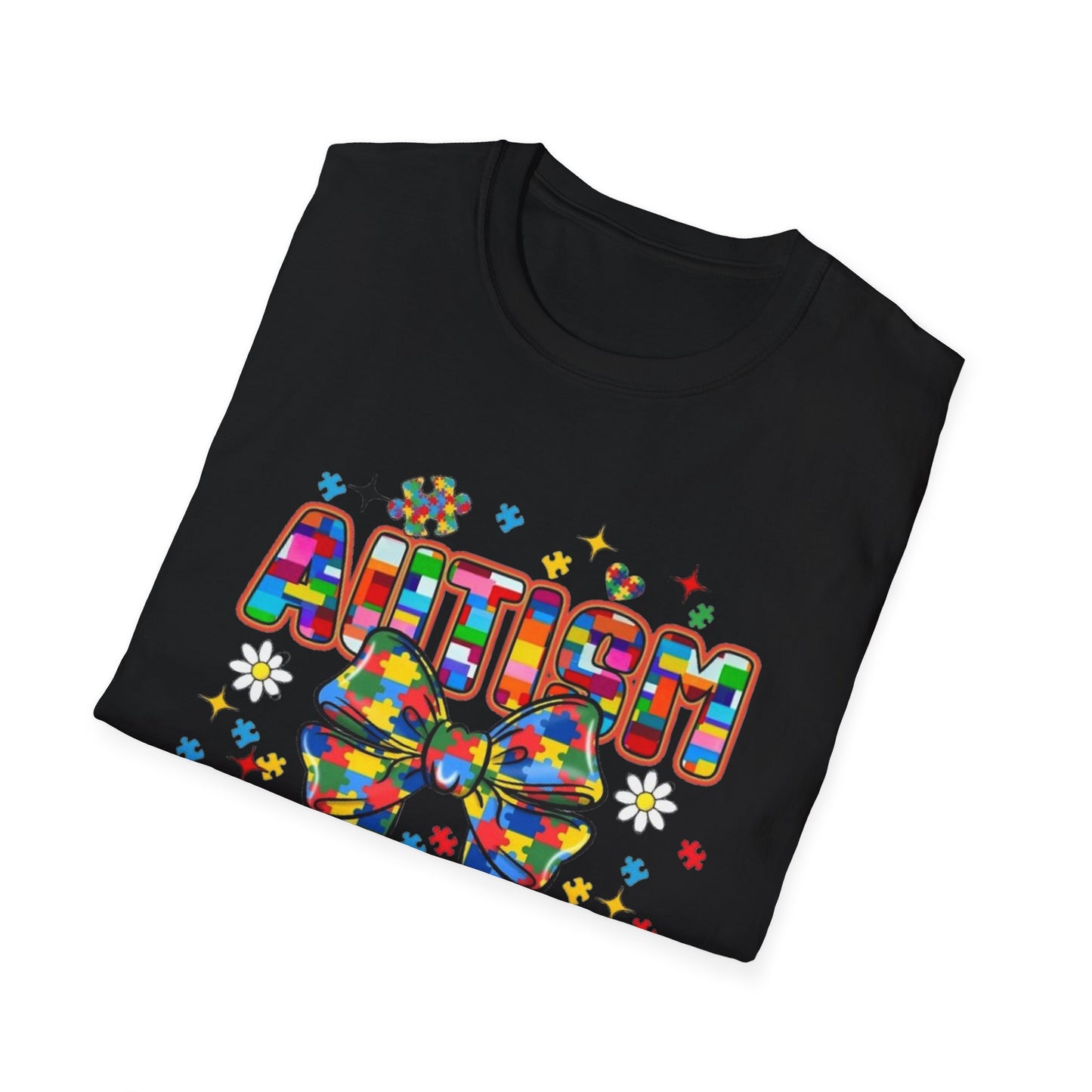 Autism- Autism Awareness Bow T-Shirt Printify T-Shirt Rhythm & Drip Apparel