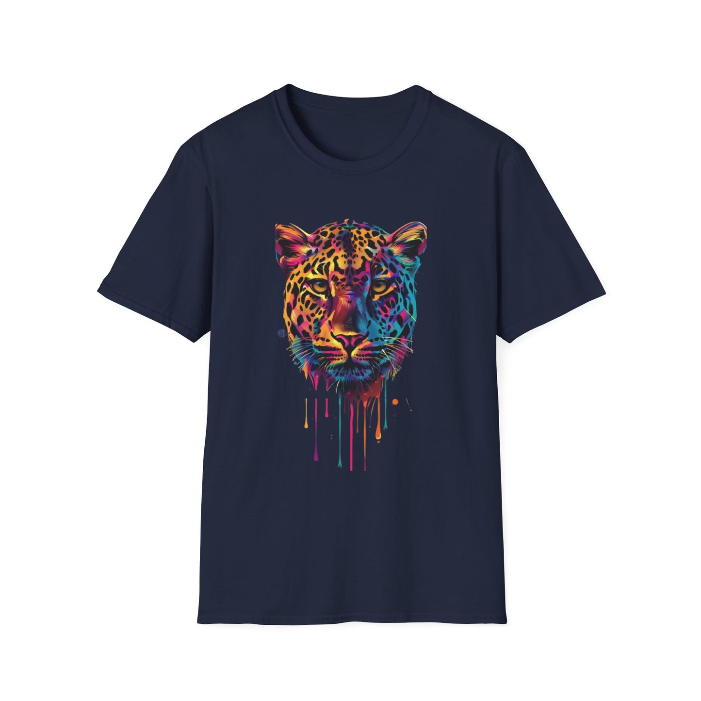 Colorful Leopard Graphic T-Shirt Navy Printify T-Shirt Rhythm & Drip Apparel