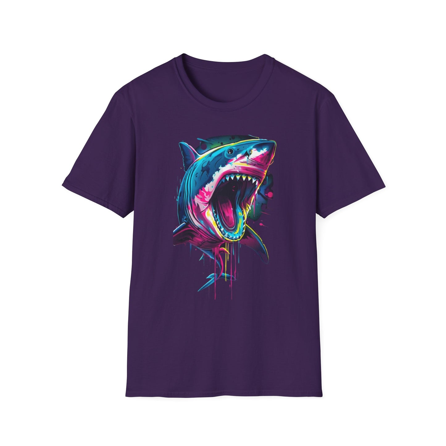 Vibrant Shark Graphic T-Shirt Purple Printify T-Shirt Rhythm & Drip Apparel