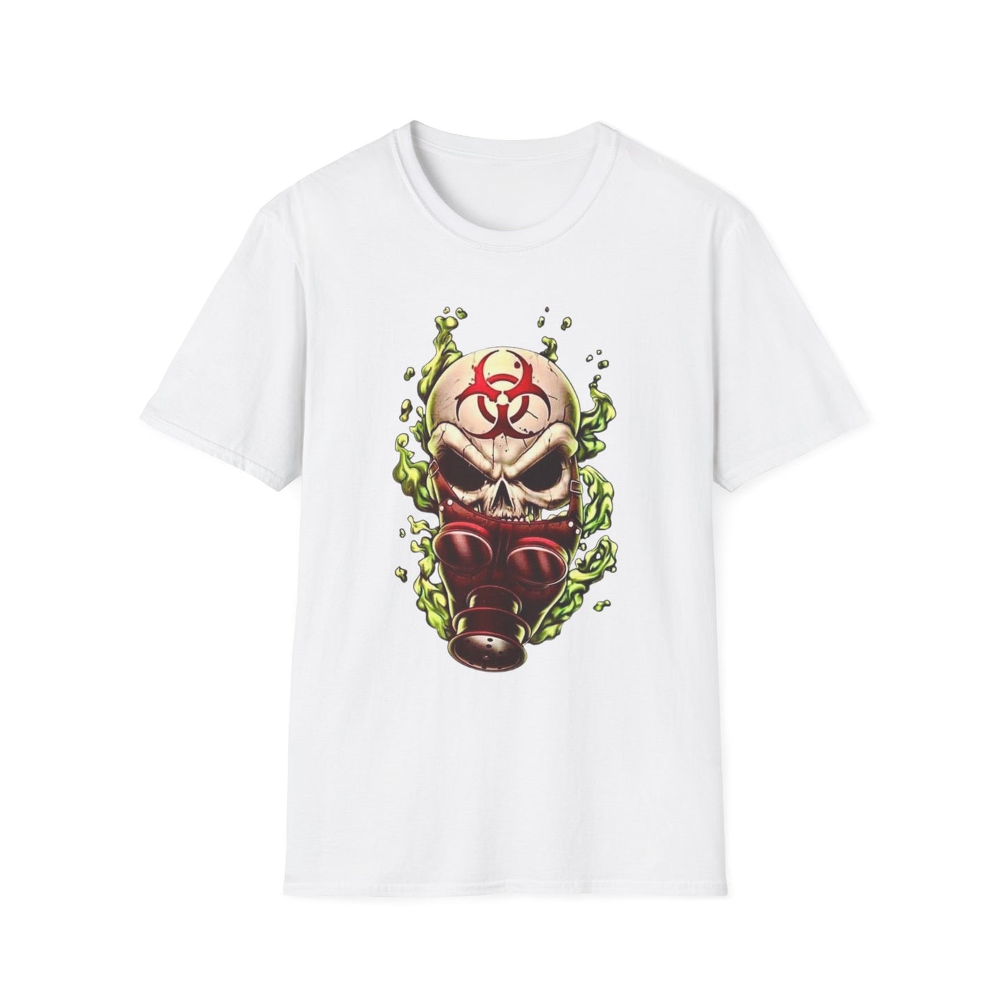 Biohazard Skull Unisex T-Shirt White Printify T-Shirt Rhythm & Drip Apparel