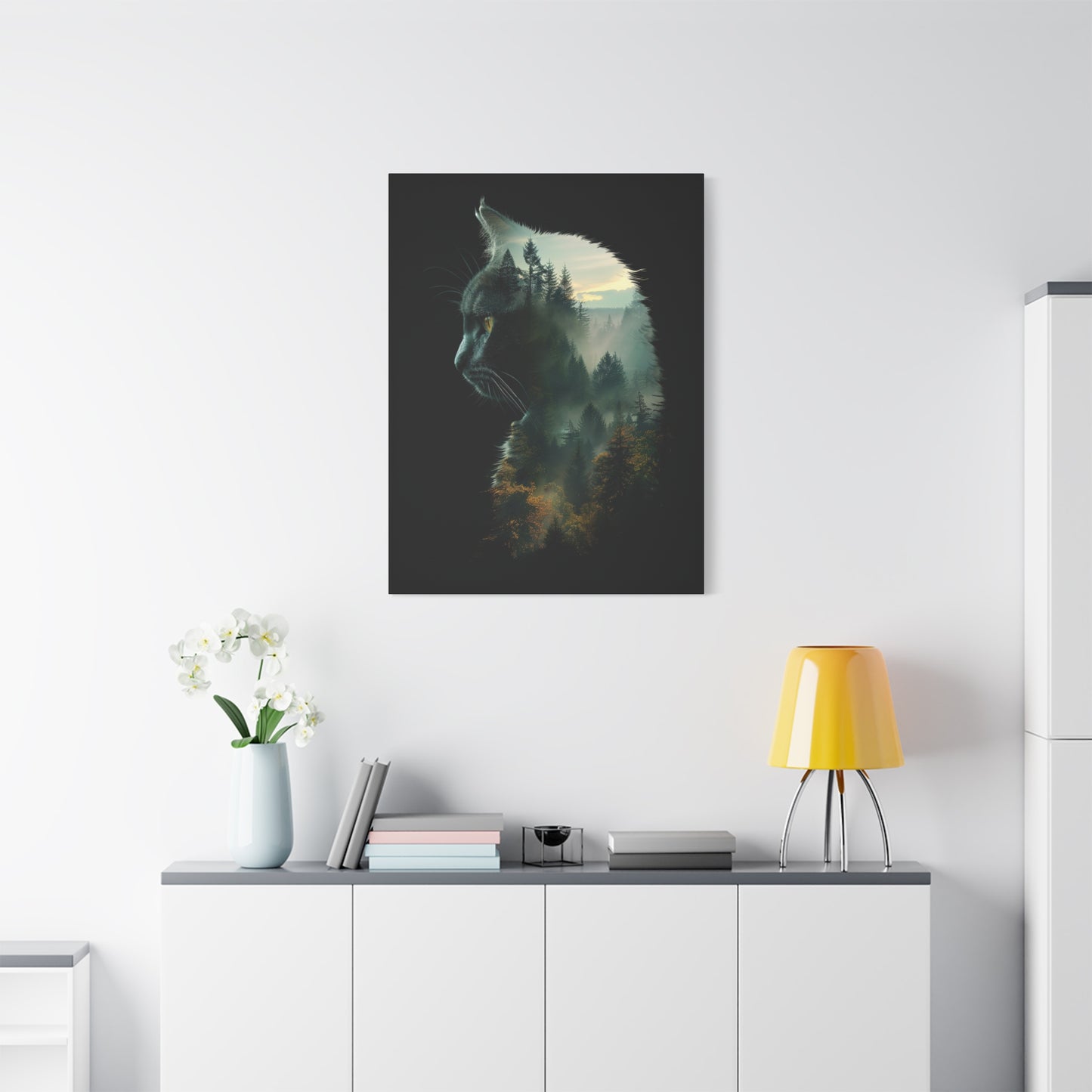 Cat- Forest Matte Canvas Wall Art | Feline Home Decor, Gift for Cat Lovers, Nature Art Print, Unique Wall Decor, Cat-Themed Gift Rhythm & Drip Canvas Rhythm & Drip Apparel