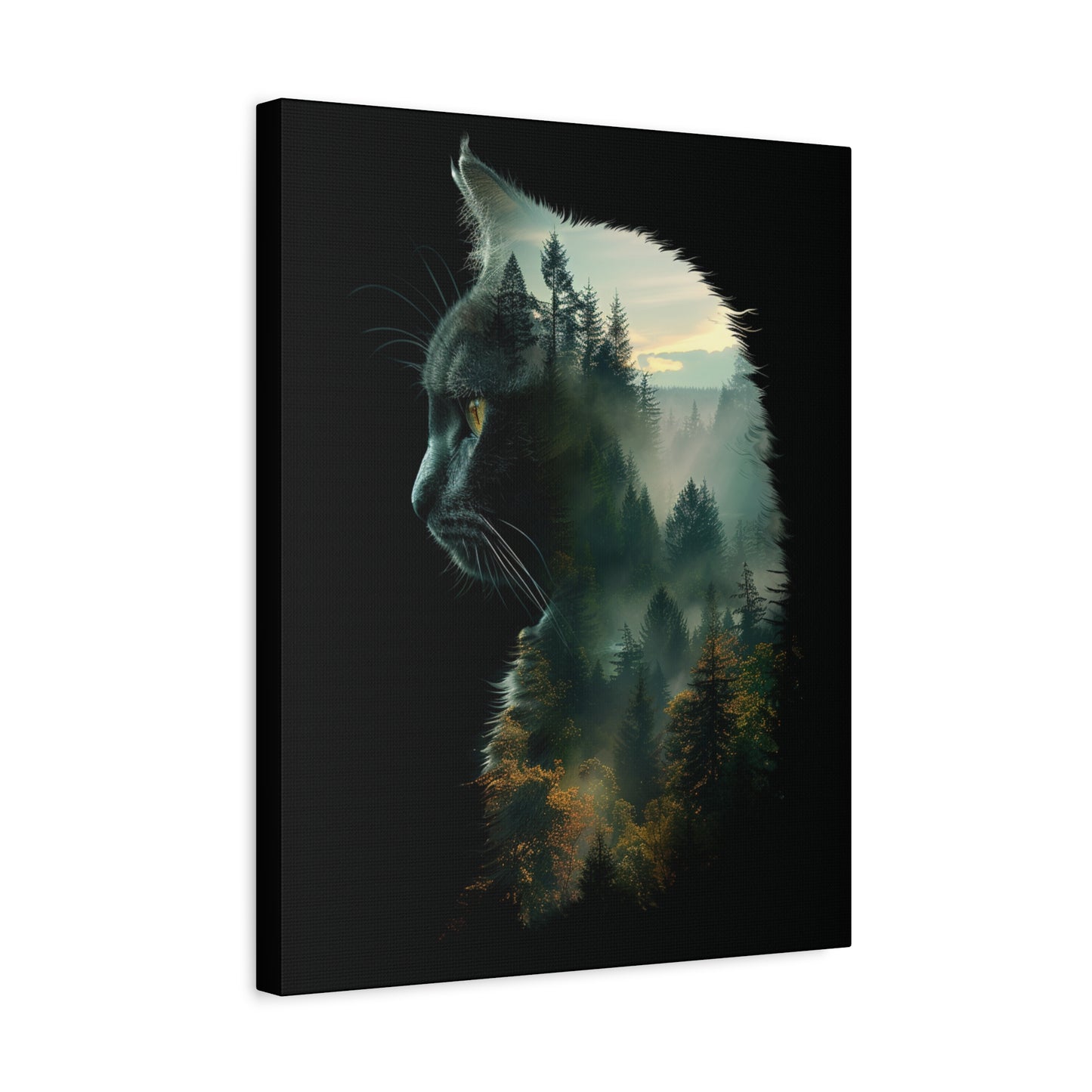 Cat- Forest Matte Canvas Wall Art | Feline Home Decor, Gift for Cat Lovers, Nature Art Print, Unique Wall Decor, Cat-Themed Gift Rhythm & Drip Canvas Rhythm & Drip Apparel