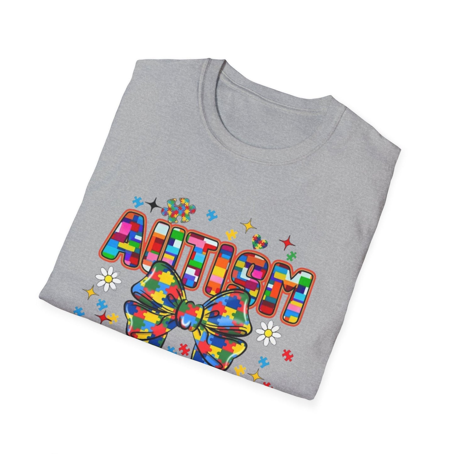 Autism- Autism Awareness Bow T-Shirt Printify T-Shirt Rhythm & Drip Apparel