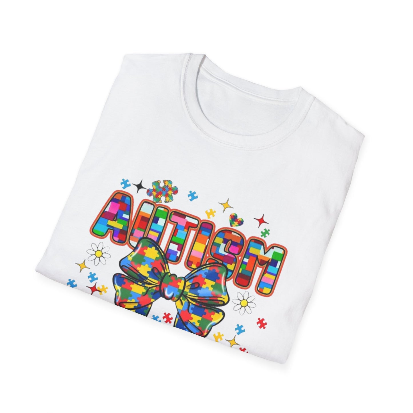 Autism- Autism Awareness Bow T-Shirt Printify T-Shirt Rhythm & Drip Apparel