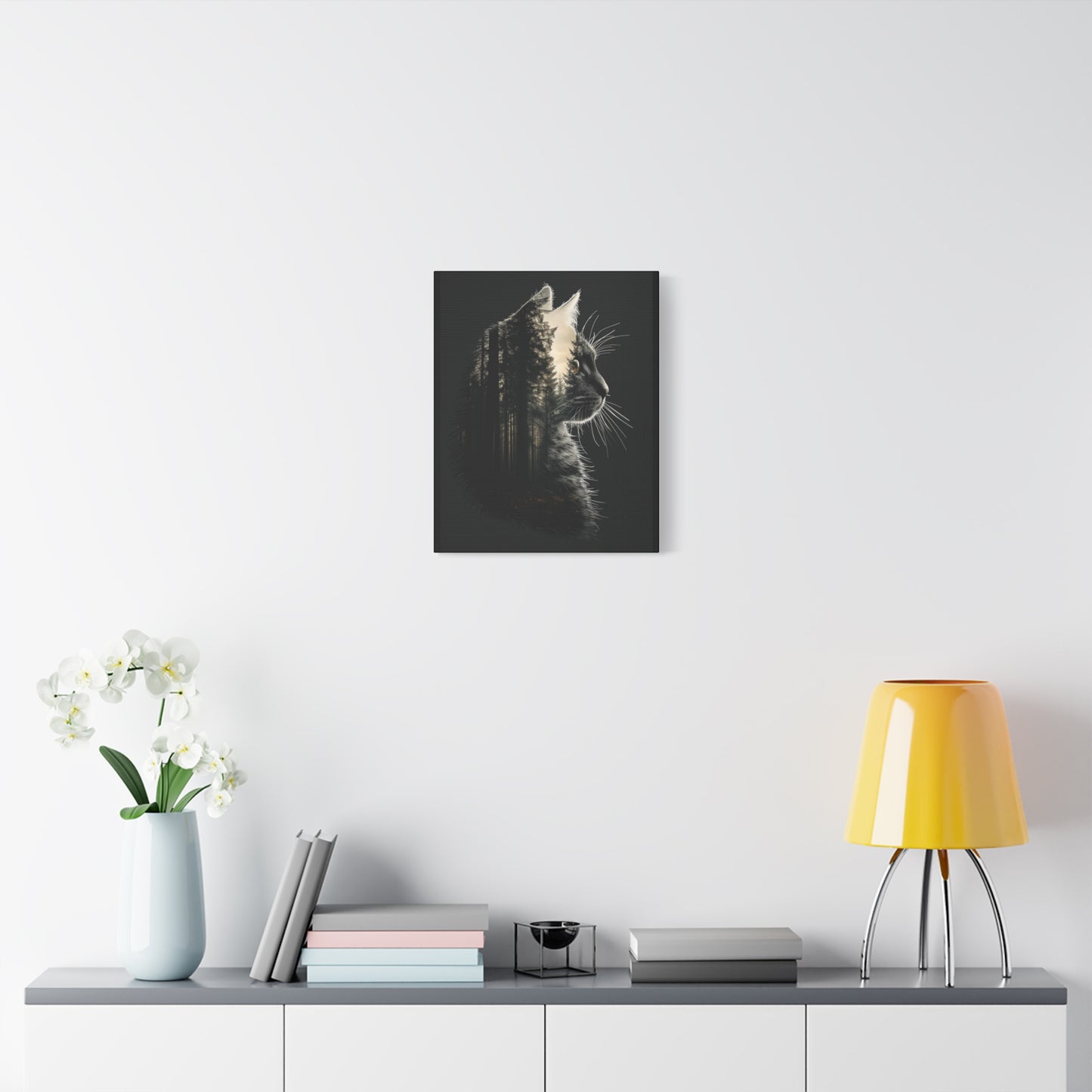 Cat- Black Cat Forest Canvas Art, Cat Lover Decor, Unique Wall Artwork, Modern Home Decoration, Gift for Animal Lovers, Nature-Inspired Art Rhythm & Drip Canvas Rhythm & Drip Apparel
