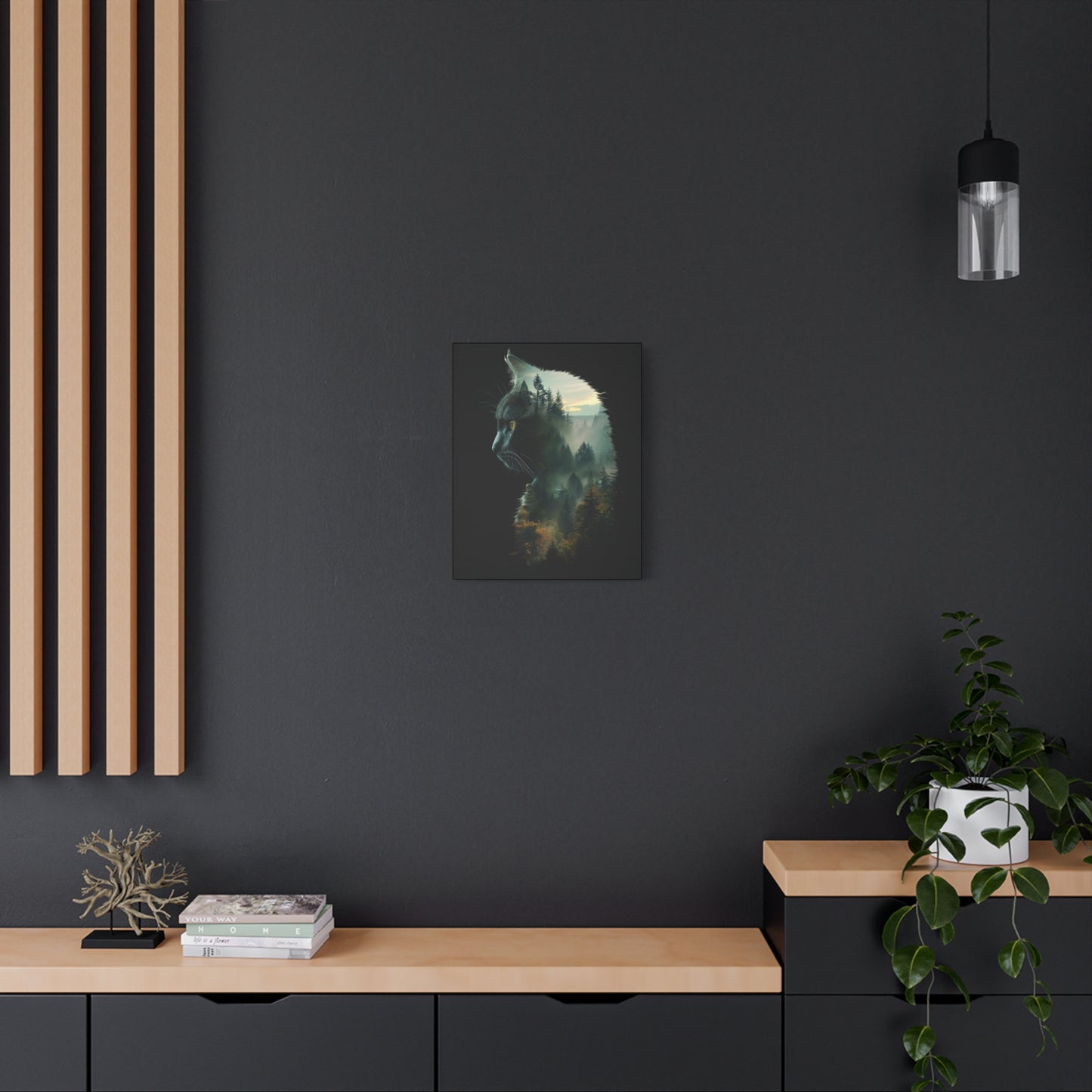 Cat- Forest Matte Canvas Wall Art | Feline Home Decor, Gift for Cat Lovers, Nature Art Print, Unique Wall Decor, Cat-Themed Gift Rhythm & Drip Canvas Rhythm & Drip Apparel