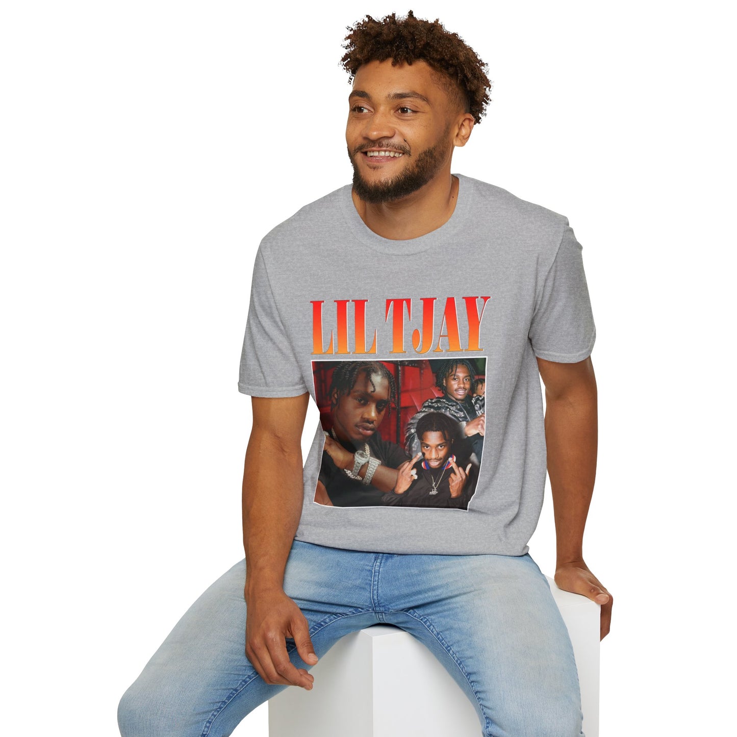 Lil Tjay Unisex Softstyle T-Shirt - Retro Graphic Tee for Music Fans - Rhythm & Drip