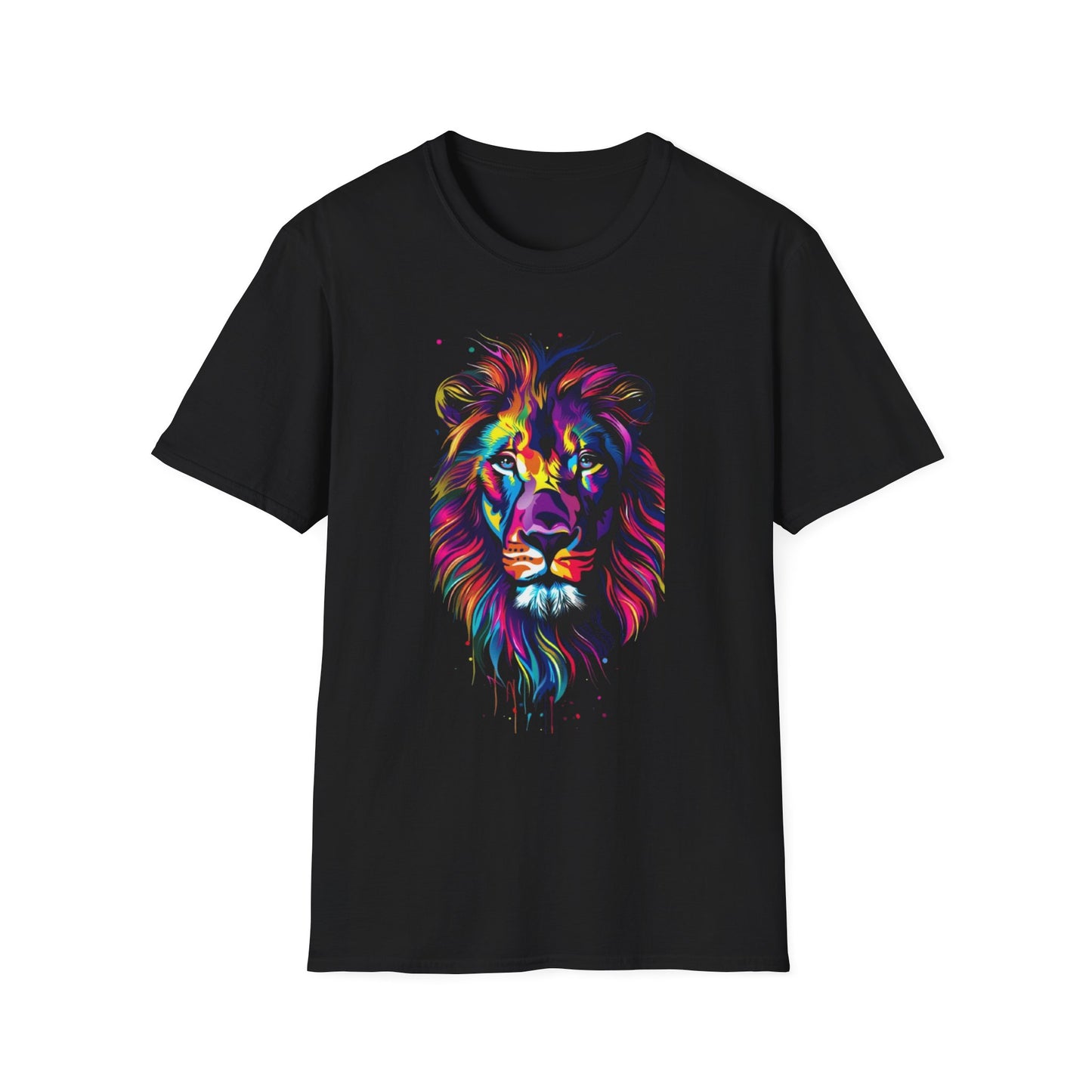 Vibrant Lion Graphic T-Shirt Black Printify T-Shirt Rhythm & Drip Apparel