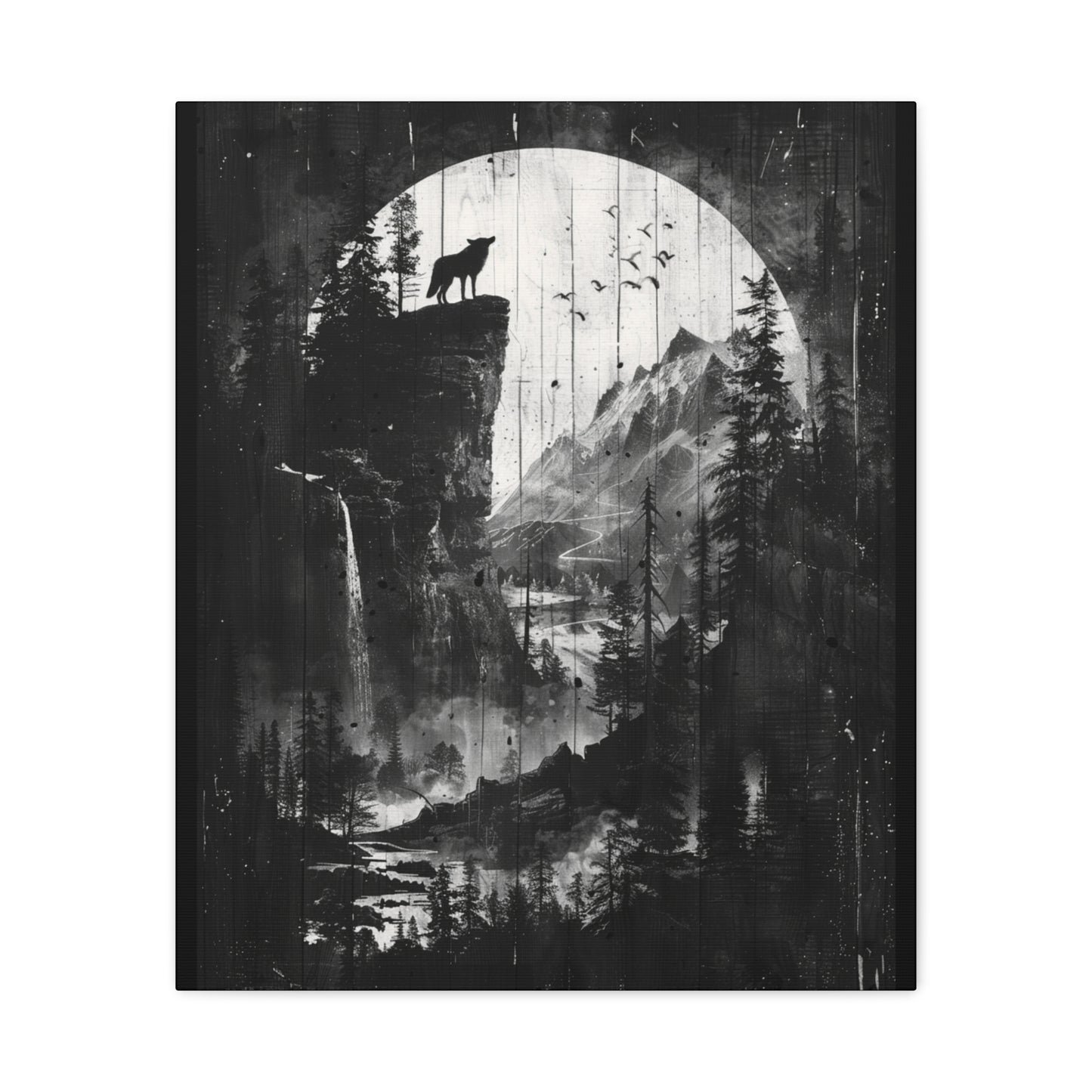 Wolf- Artistic Wolf Wall Art, Canvas Print, Nature Decor, Home Aesthetic, Unique Gift, Wall Decor, Modern Art 20" x 24" (Vertical) 1.25" Rhythm & Drip Canvas Rhythm & Drip Apparel