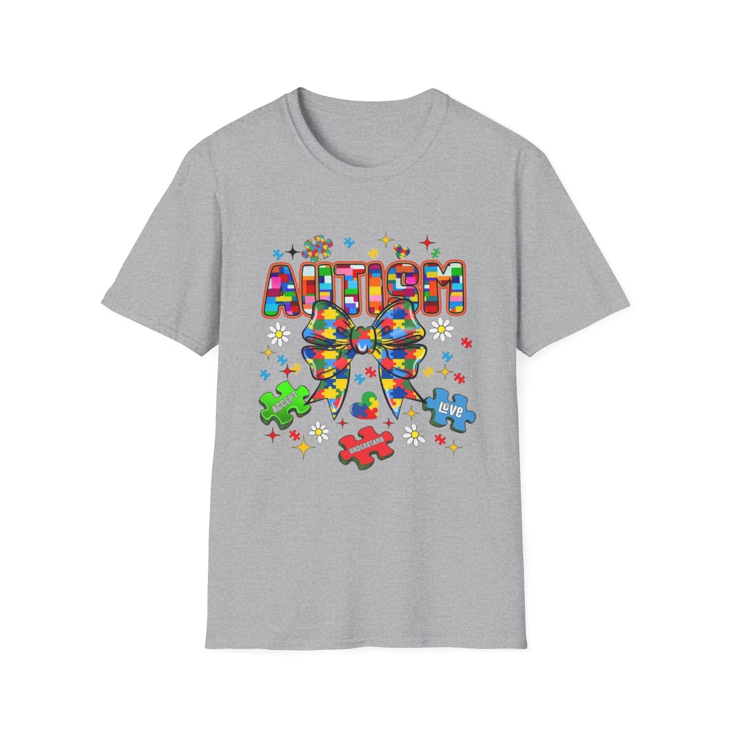 Autism- Autism Awareness Bow T-Shirt Sport Grey Printify T-Shirt Rhythm & Drip Apparel