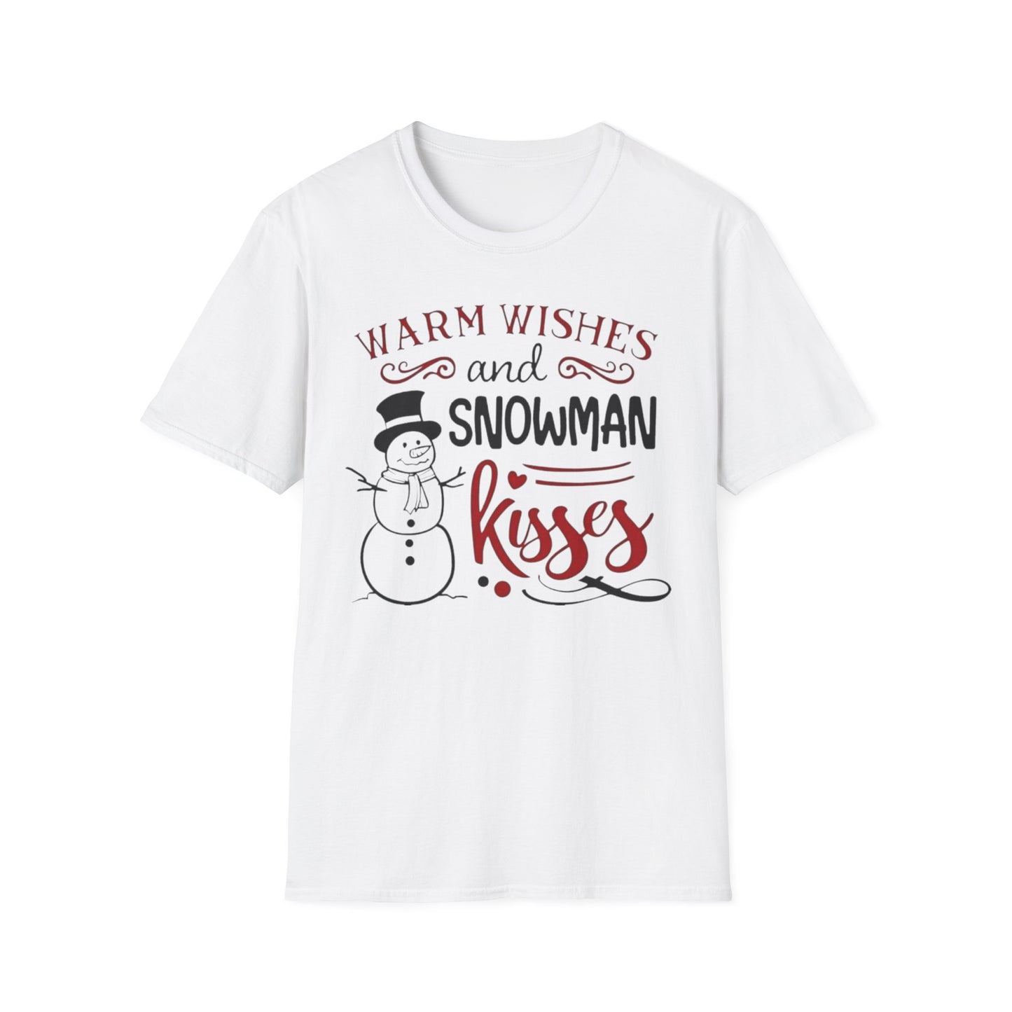 Winter- Warm Wishes Snowman Kisses T-Shirt White Printify T-Shirt Rhythm & Drip Apparel