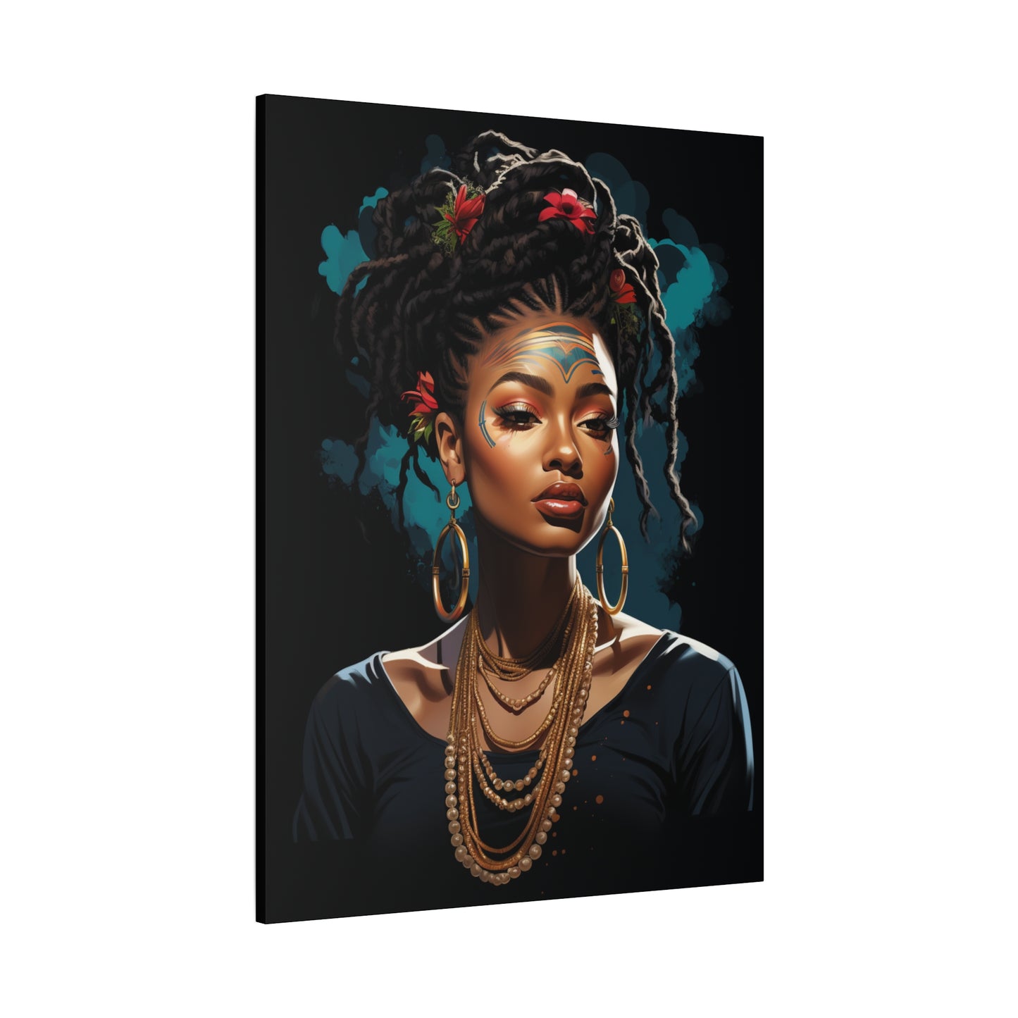 Woman- Bold Afro Woman Canvas Art, Black Art Print, Floral Wall Decor, Modern Home Decor, African American Artwork Rhythm & Drip Canvas Rhythm & Drip Apparel
