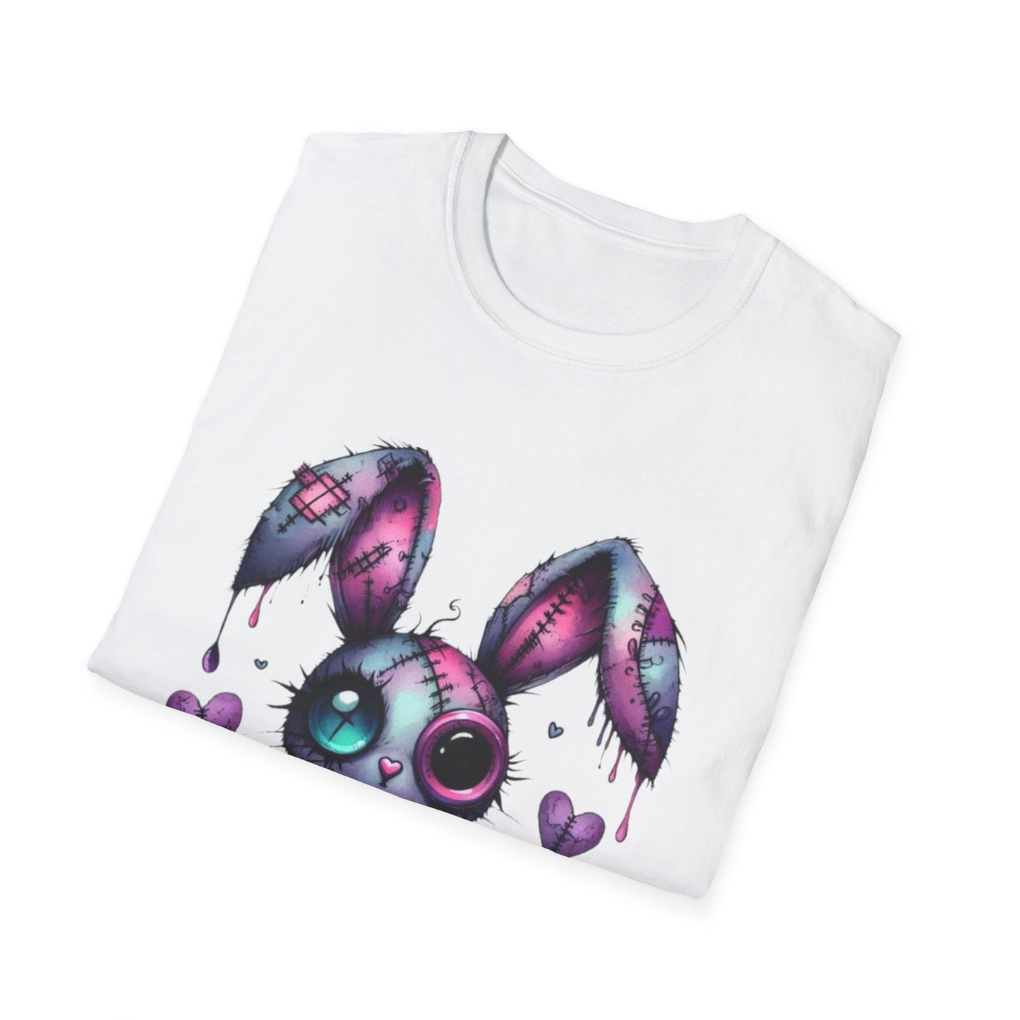 Playful Bunny Graphic T-Shirt - Softstyle Unisex Tee for Cute & Unique Casual Wear