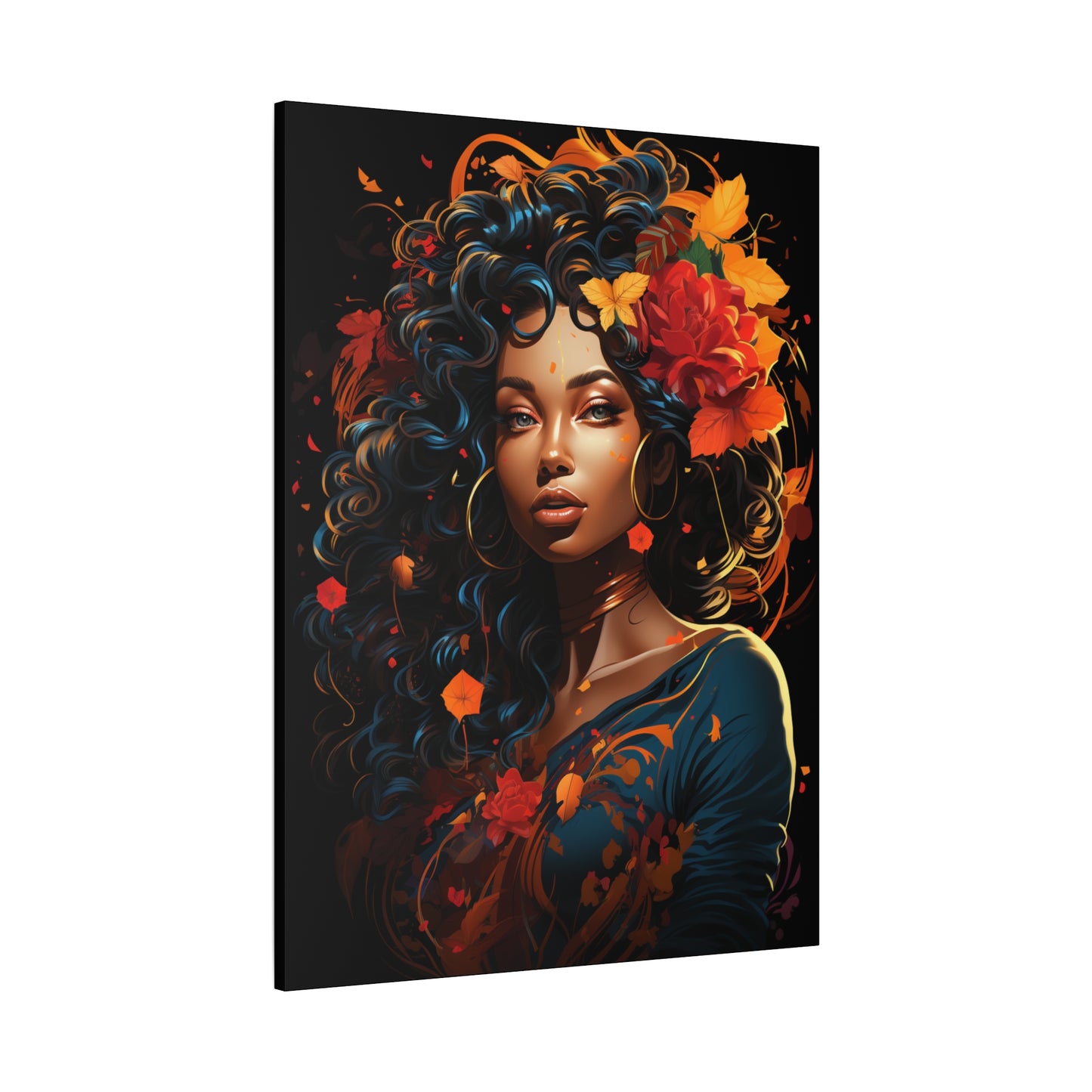 Woman- Bold Afro Woman Canvas Art, Black Art Print, Floral Wall Decor, Modern Home Decor, African American Artwork Rhythm & Drip Canvas Rhythm & Drip Apparel
