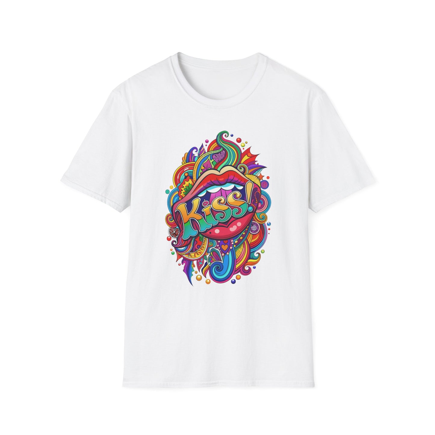 Vibrant Kiss Graphic T-Shirt White Printify T-Shirt Rhythm & Drip Apparel